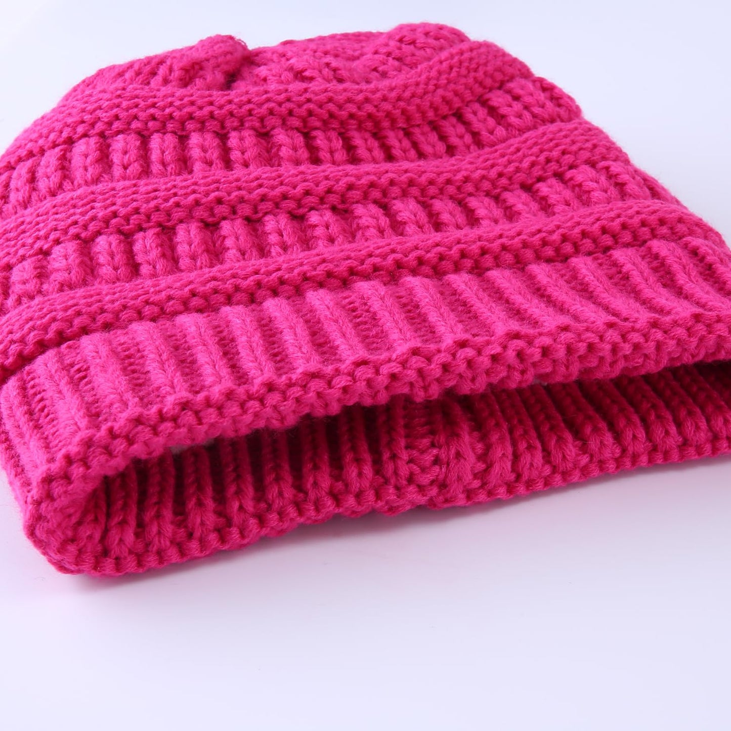 TZ Promise Women's Men's Knitted Beanie Hat Skull Thick Fleece Lined Winter Cap (Hot Pink)