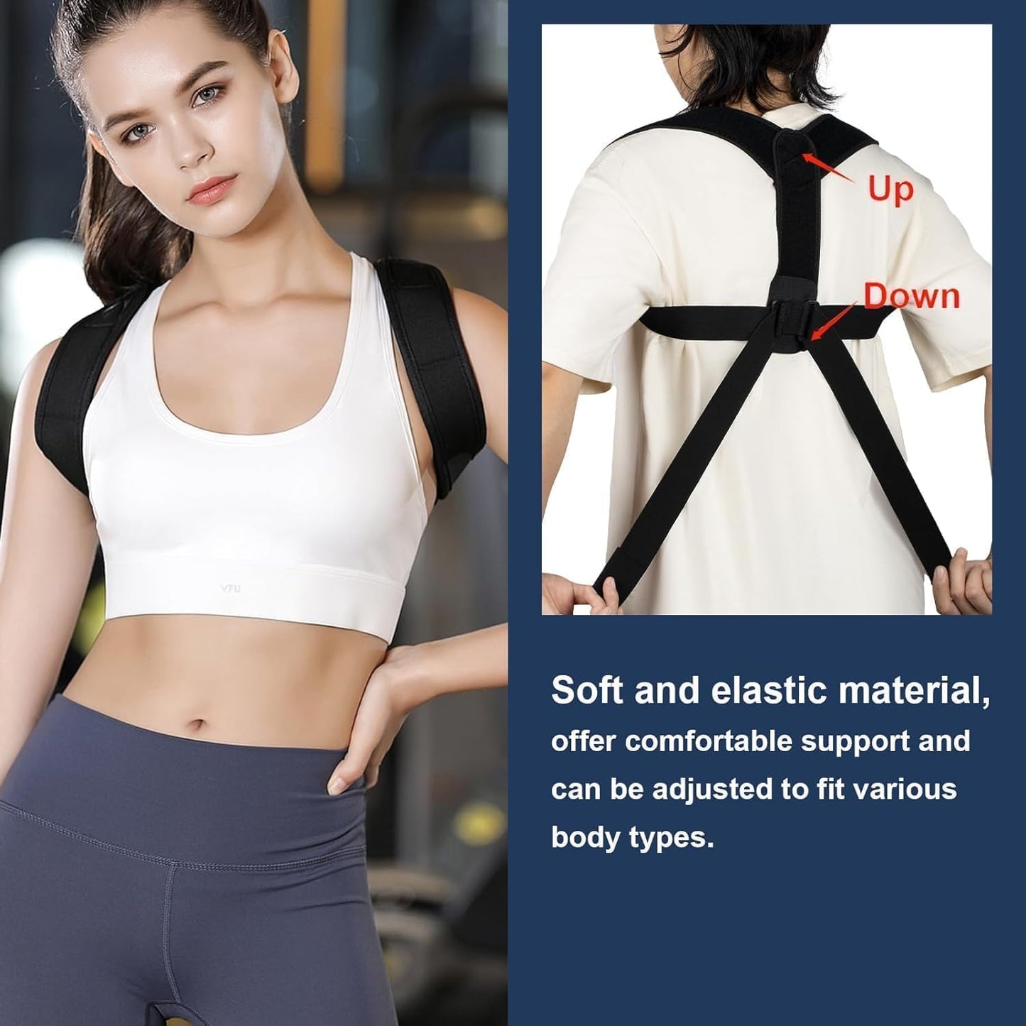 Posture Corrector for Women & Men, Adjustable & Breathable Upper Back Brace， Back Straightener Posture Corrector Support straightener, Providing Pain Relief from Lumbar