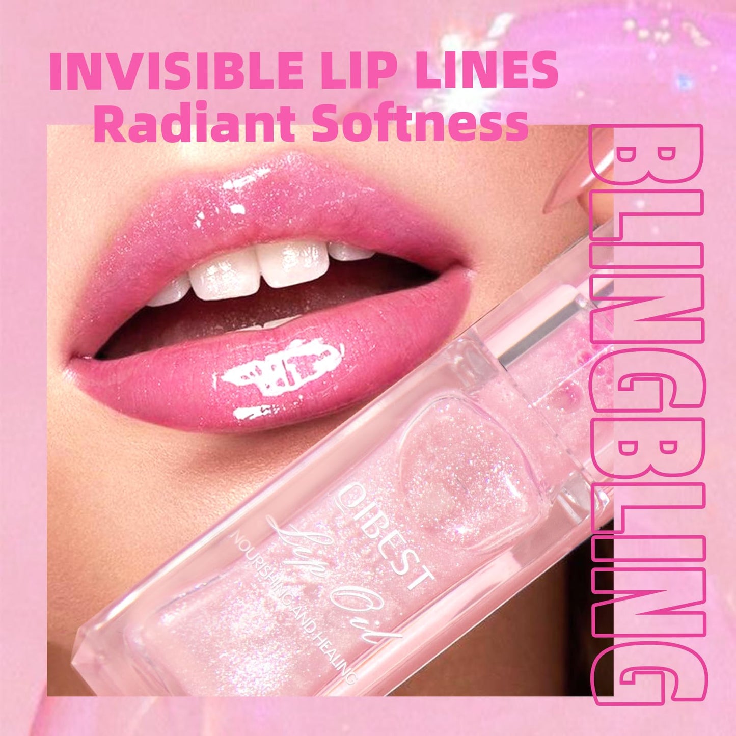 BANGFENG Magic Color Changing Moisturizing Lip Glow Oil + Plumping Lipstick, Hydrating Lip Gloss Balm, Transparent Lip Care, Non-Sticky Fresh Texture Lip Oil (Clear to Pink)