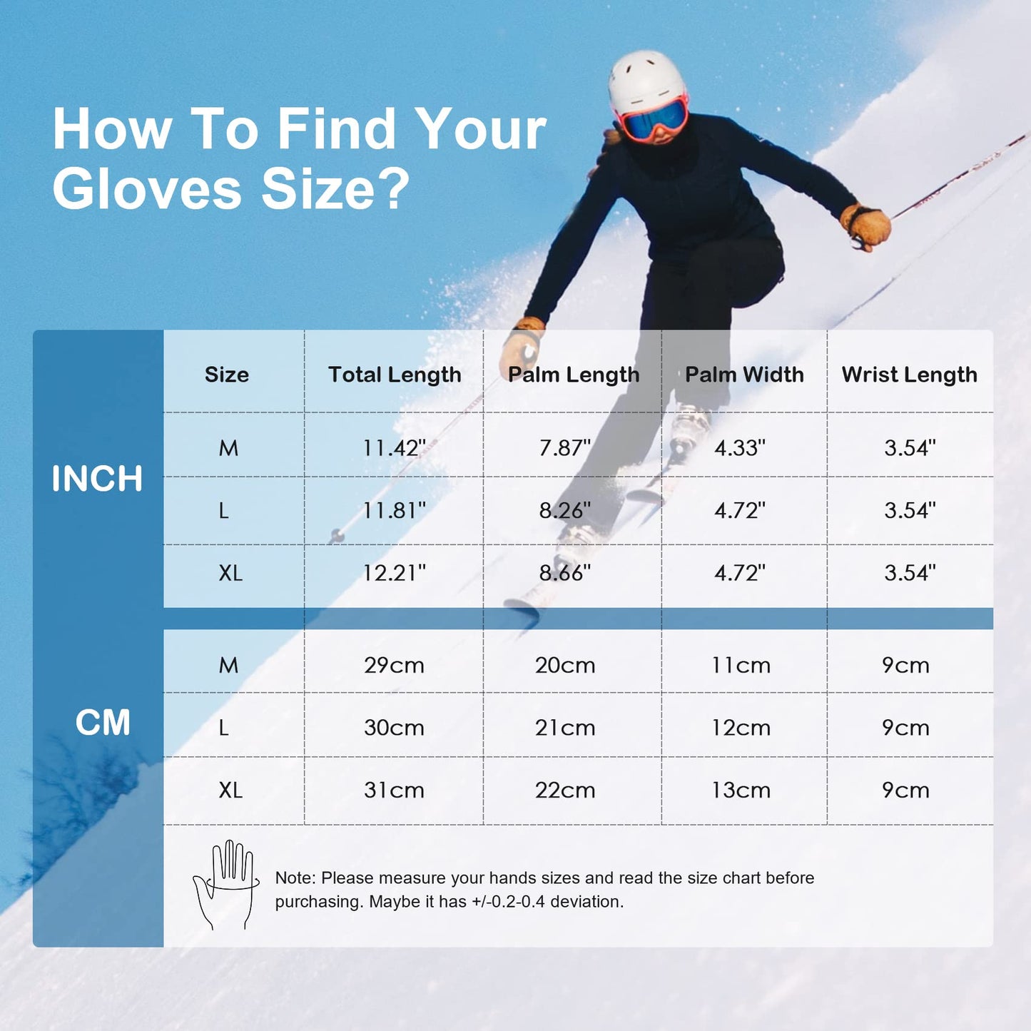 Durio Ski Gloves Women Waterproof Warm Mittens for Men Women Winter Anti-Slip Snow Gloves Snowboard Gloves Black M