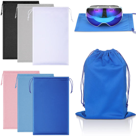 Konohan 6 Pieces Microfiber Ski Goggle Bag Protection Bag for Winter Ski Goggle Storage Soft Drawstring Pouch,10 x 7 Inch