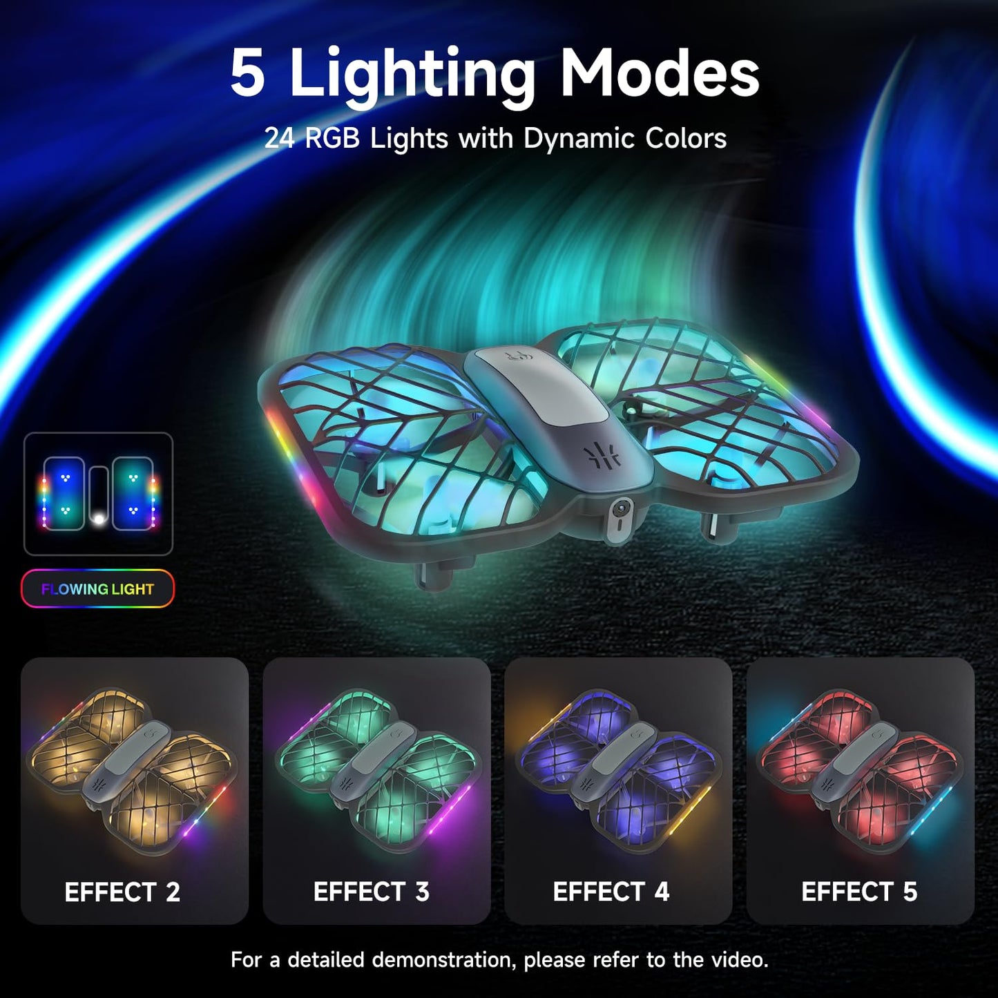 UranHub Drones for Kids 8-12, RC Drone with 720P HD FPV Camera,5 Lighting Modes/2 Batteries/3D Flip/3-Speed/Propeller Protection Cover, Cool Toys Gift for Kids and Beginners(Dark Brown)