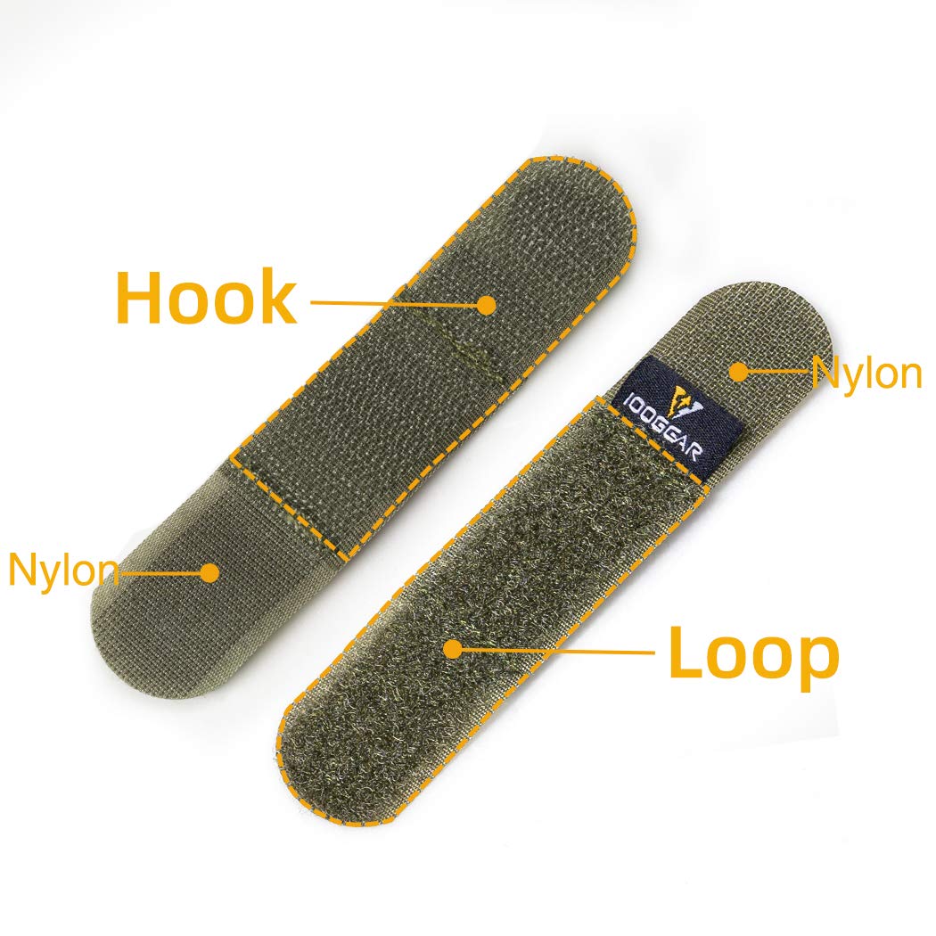 IDOGEAR Tactical fastening Binding Strap Hook & Loop reusable strap (Ranger Green, Small(2 pcs)+Medium(2 pcs)