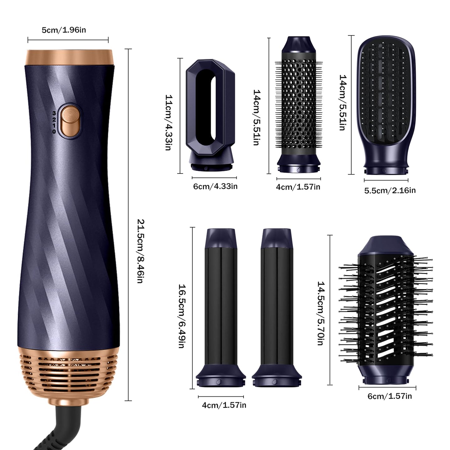 6 in 1 Blow Dryer Brush,Detachable Hair Dryer Brush Air Curler Air Styler Wrap,Curly Twist Hot Air BrushCurling Iron Brush,Blow Dryer Hot Brush Styler