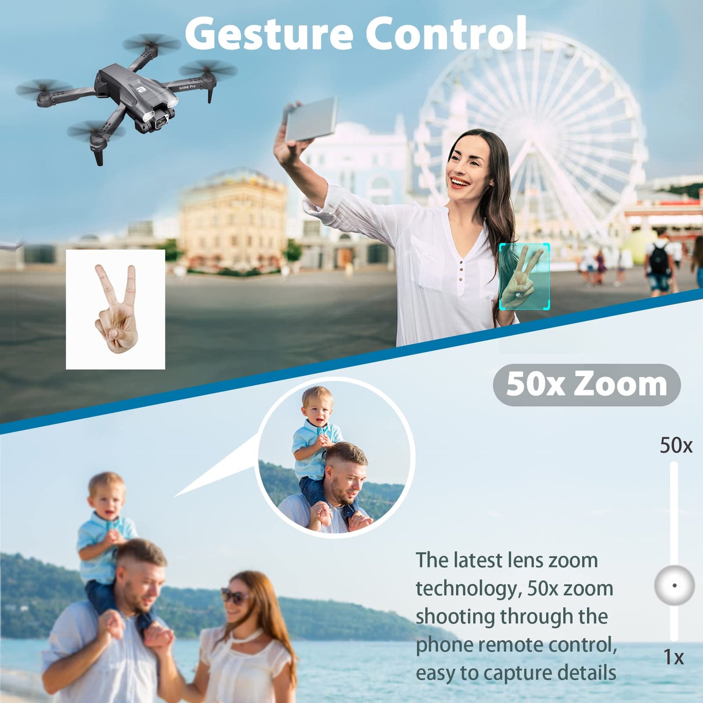 MOCVOO Drone with Two Camera for Adults, 1080P HD Mini FPV Drones for Kids Beginners, Foldable RC Quadcopter Toys for Boys Girls with Altitude Hold, 3D Flip, 3 Speeds, Headless Mode, Carrying Case