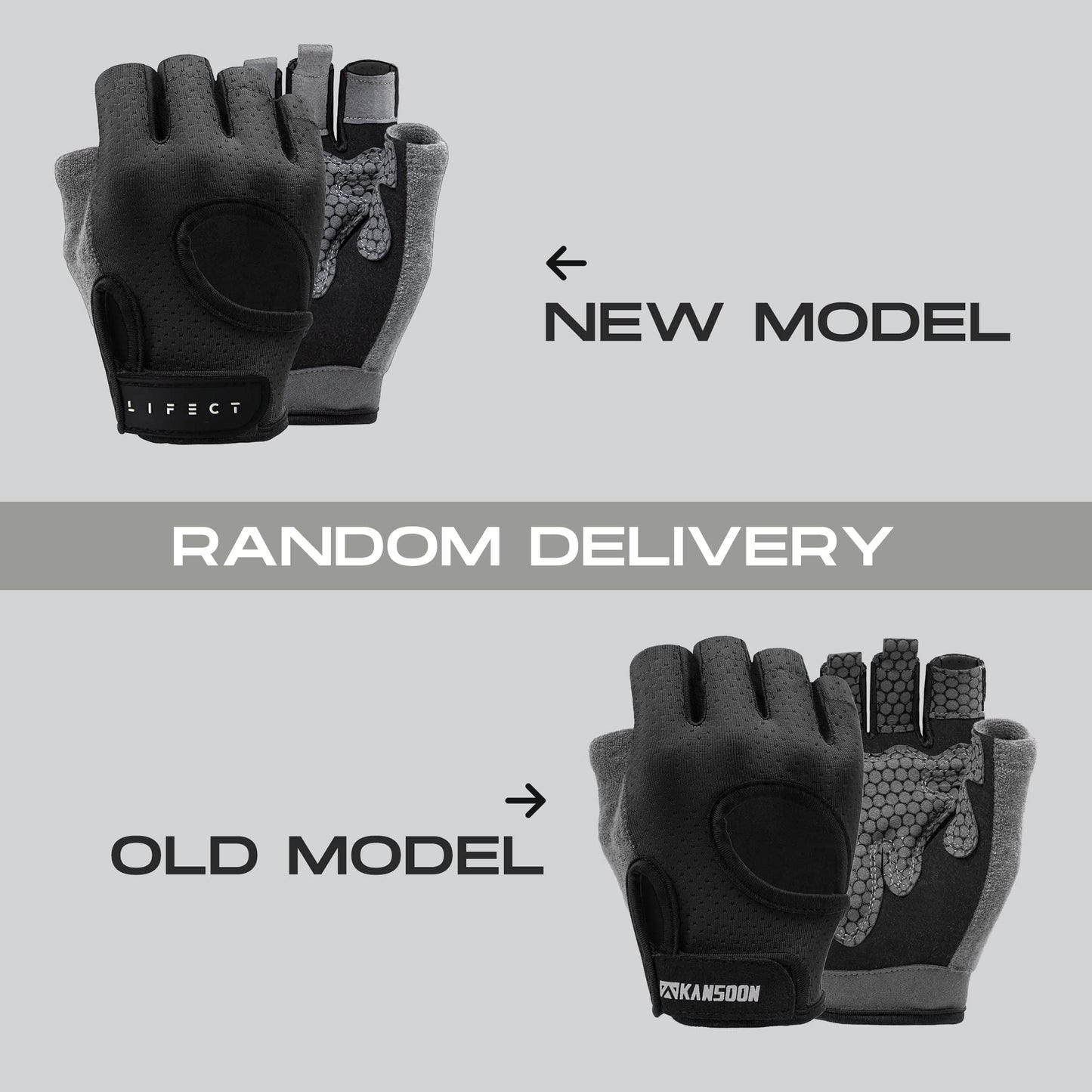 LIFECT Essential Breathable Workout Gloves, Knuckle Weight Lifting Gloves with Curved Open Back, for Powerlifting, Gym, Crossfit, Women and Men (Black, Small)