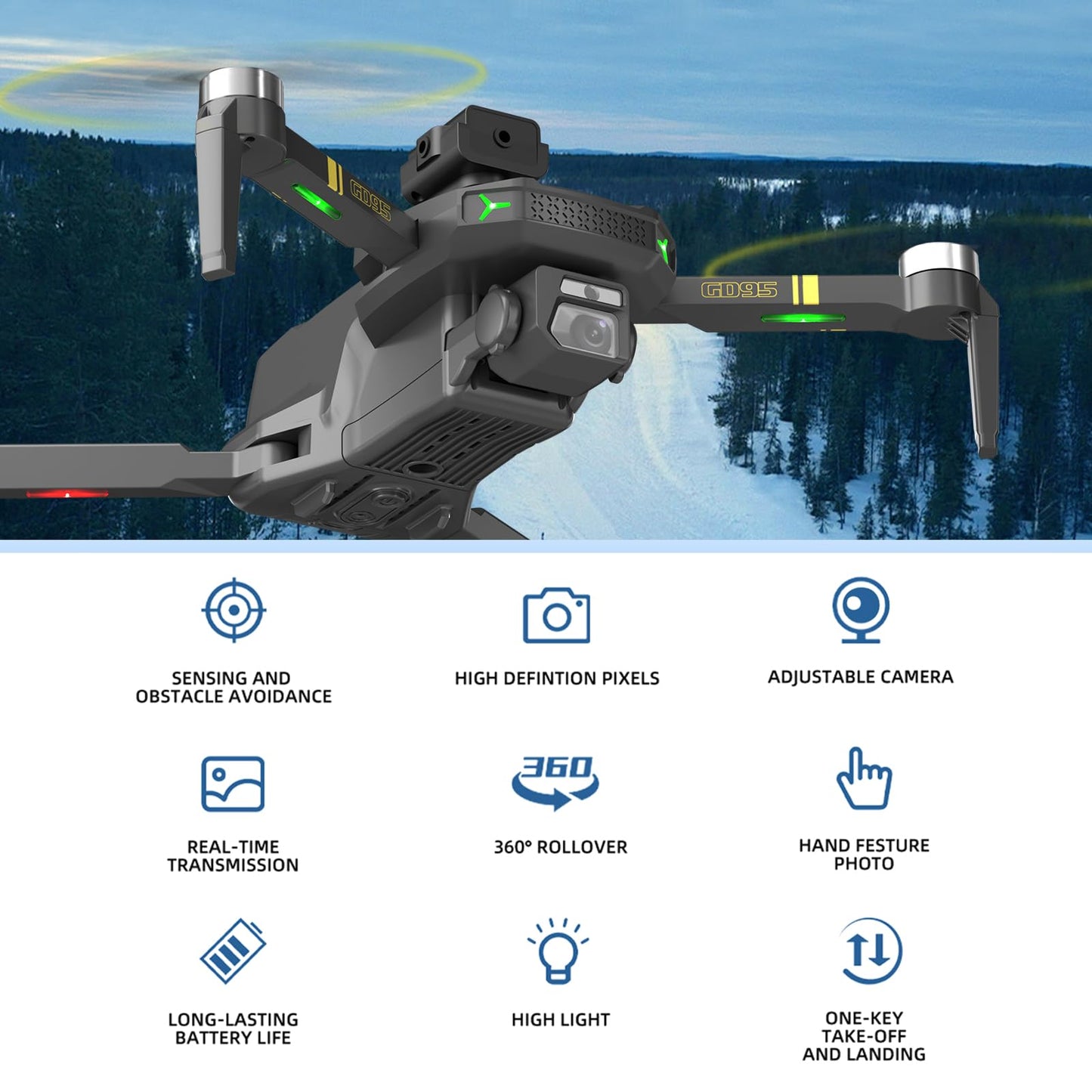 Drone with Camera, 1080P HD Foldable Drone with Gravity Control, Gesture Selfie, Altitude Hold, 360° Flip, One Key Start, 1 Batteries – Beginner-Friendly Toy for 12+ Boys and Girls