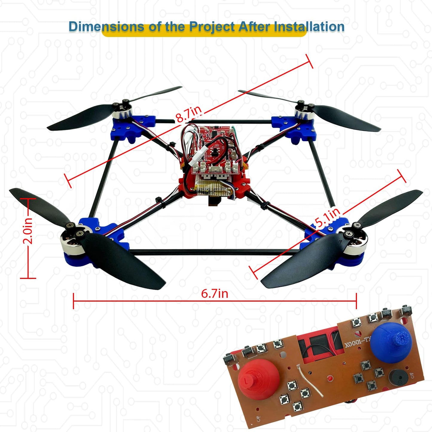 Quadrotor Drone DIY Kit: A Unique STEM Project with Brushless Motor, Optical Flow Hovering, One-Click Takeoff and Landing, and 360° Flip for DIY Enthusiasts to Learn Drone Basics
