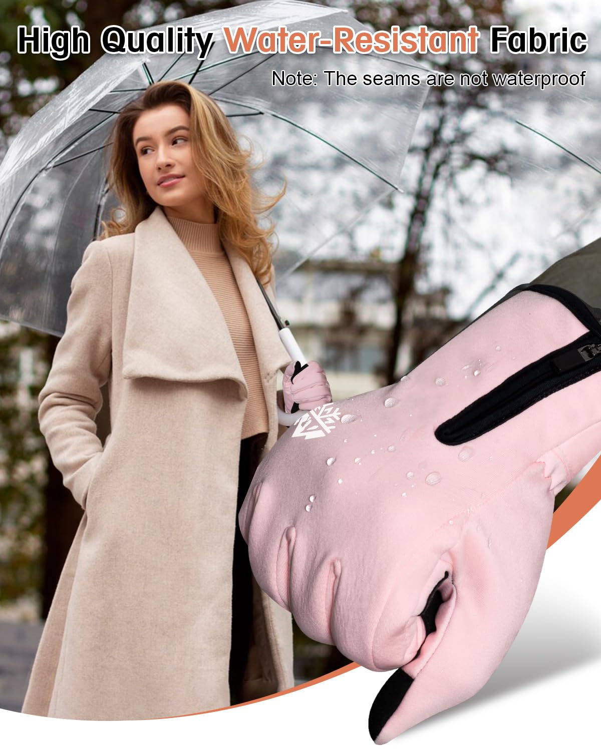 RIGWARL Waterproof Winter Gloves for Men Women Cold Weather, Touchscreen Running Gloves with Adjustable Zipper Wrist for Hiking Cycling Fishing Outdoor Work