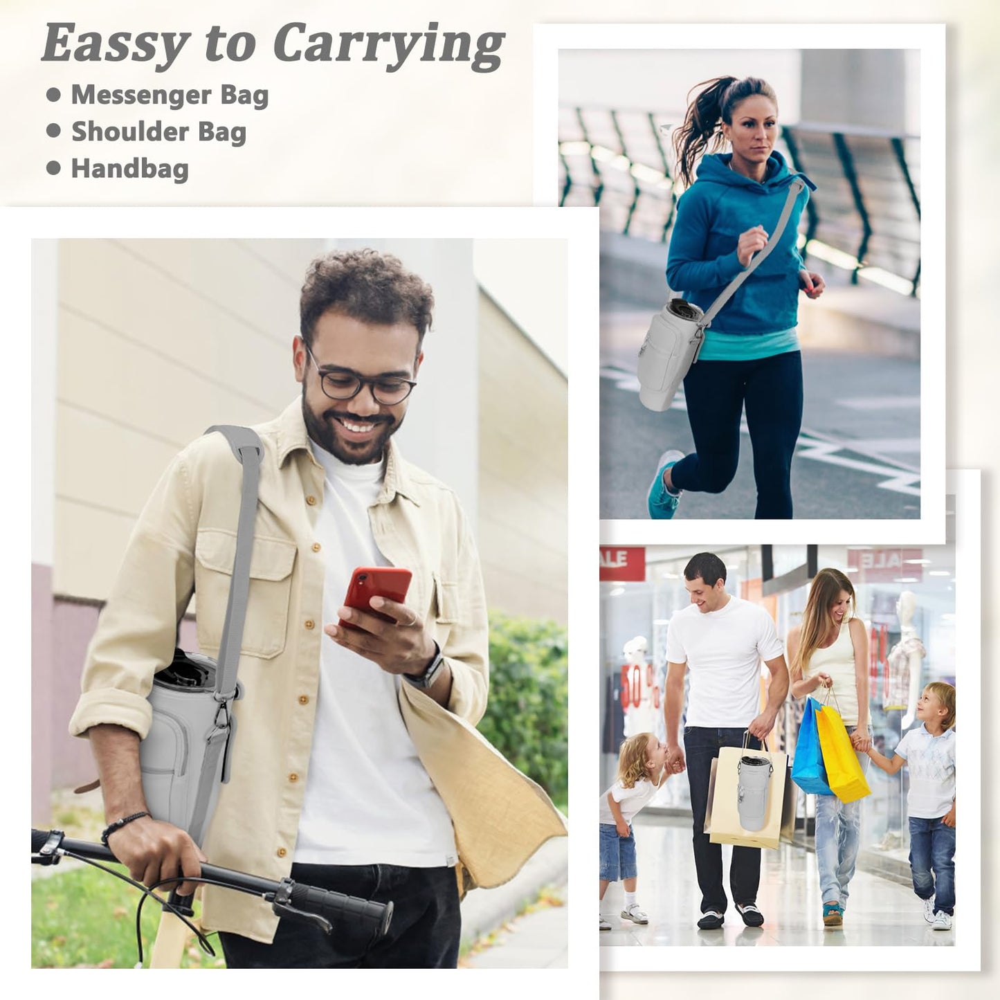 Water Bottle Carrier Bag with Phone Pocket Compatible with Stanley/Meoky 40 oz Tumbler with Handle,Neoprene Water Bottle Holder Pouch with Adjustable Strap Compatible with Stanley Cup Accessories