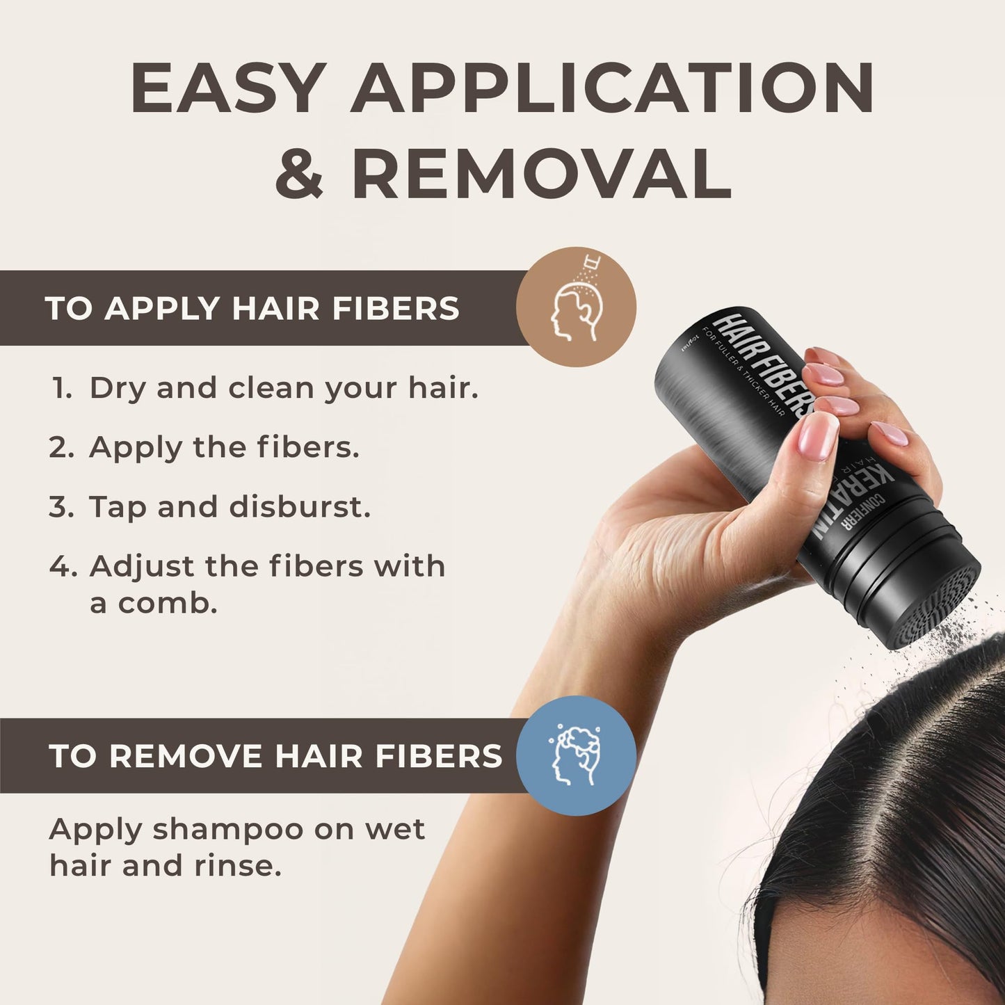 CONFIERR Keratin Hair Fibers for Men & Women - Fill In Fine or Thinning Hair, Instantly Thicker, Fuller Looking Hair (Light Brown 15g)