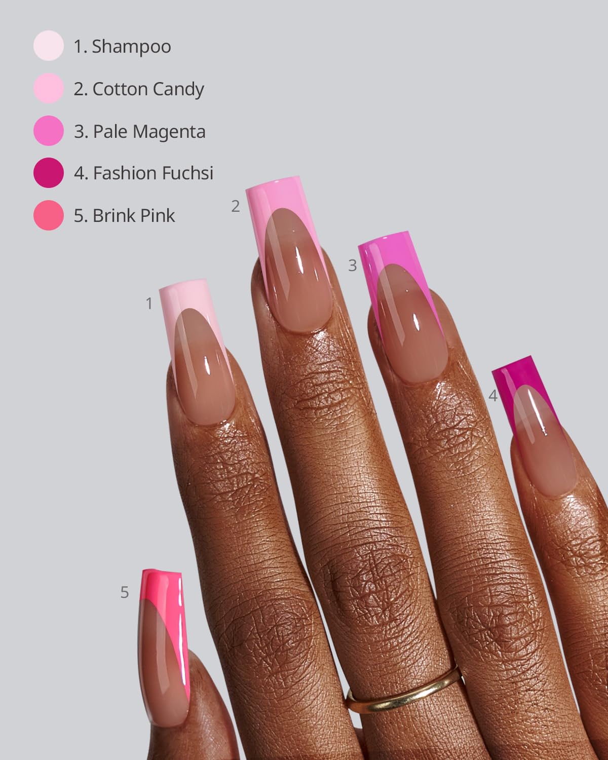 BTArtboxnails XCOATTIPS Pink French Tip Press On Nails - Long Press On Nails Square, Soft Gel Nail Tips, 150Pcs Soak Off Acrylic Brown Fake Nail Extension in 15 Sizes