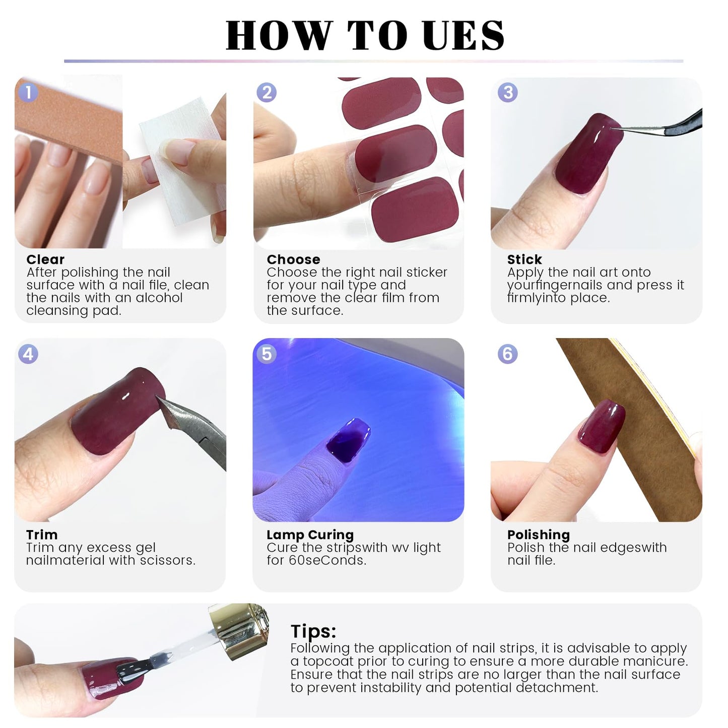 OAUEE Semi Cured Gel Nail Strips | 20 Gel Nail Stickers | Gel Nail Stickers with UV Light Required | Salon Quality, Easy Application and Removal（Flesh Pink Color）