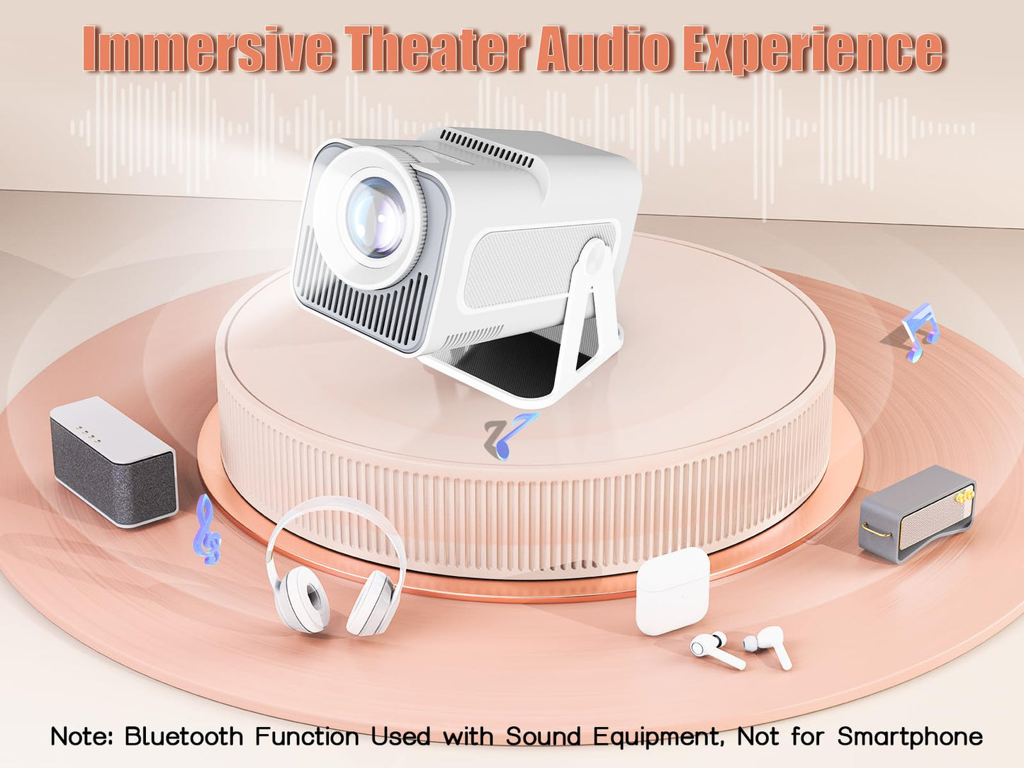 [Netflix Licensed] Smart Mini Projector 320ANSI Native 1080P 4K Support with Official Apps, Portable Projector with WiFi and BT for Home Theater/Outdoor/Bedroom HY320 NTV