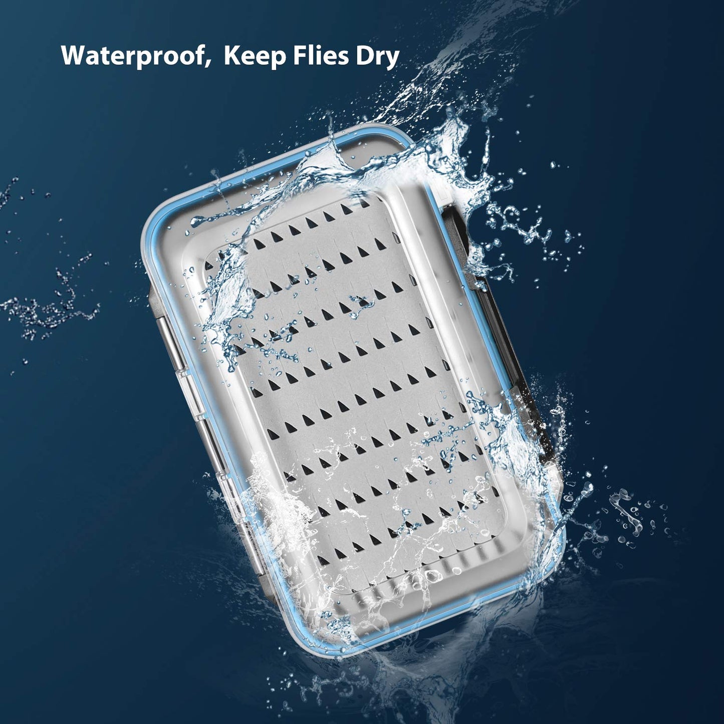 Gonex Fly Boxes for Fly Fishing Jig Boxes Two-Sided Waterproof Lightweight Fly Fishing Box Easy Grip Transparent Lid Fly Fishing Lures Box, 5.9"x 3.8"x 1.77", Grey