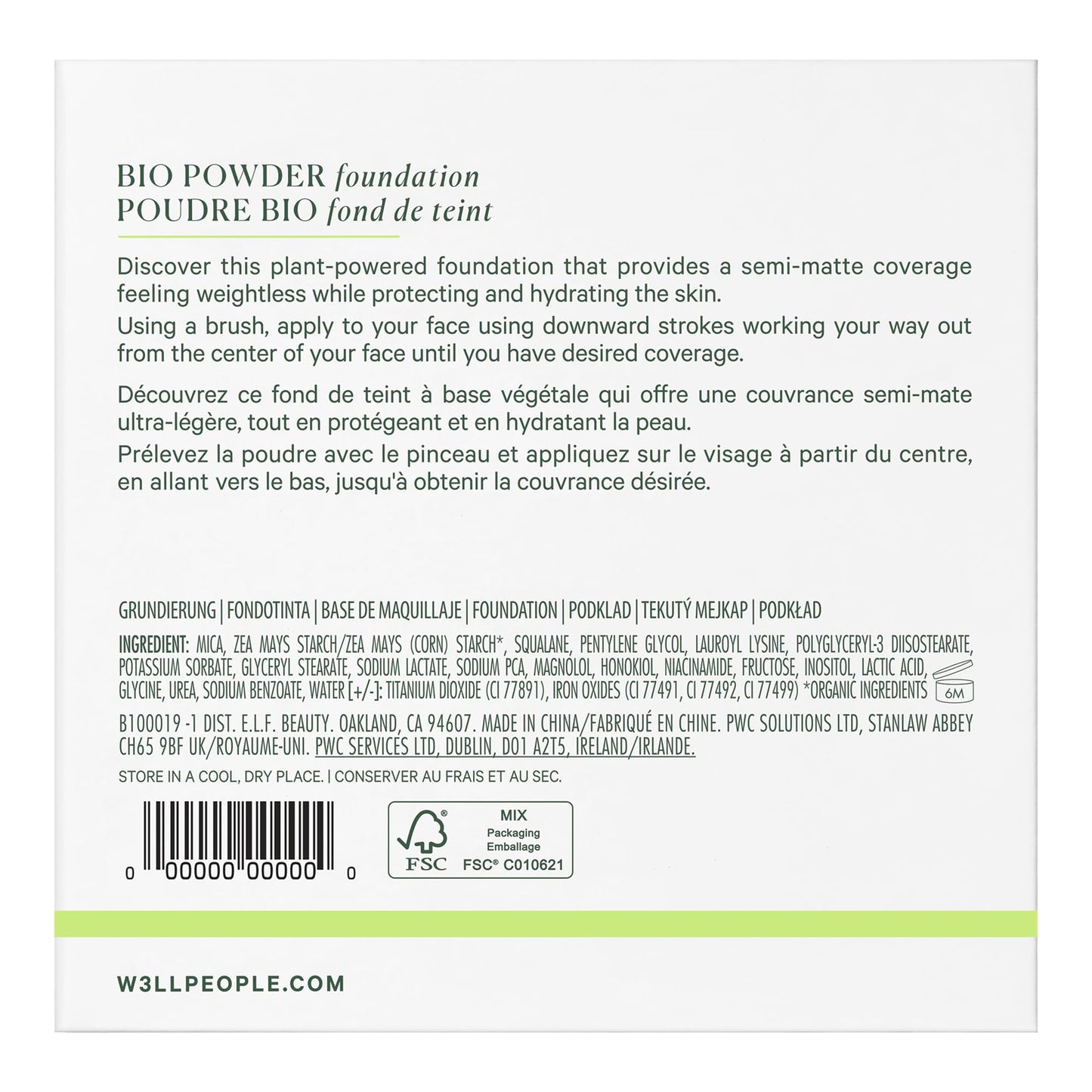 Well People Bio Powder Foundation, Lightweight & Hydrating Foundation For Perfecting & Smoothing Skin, Semi-Matte Finish, Vegan & Cruelty-free, 1C