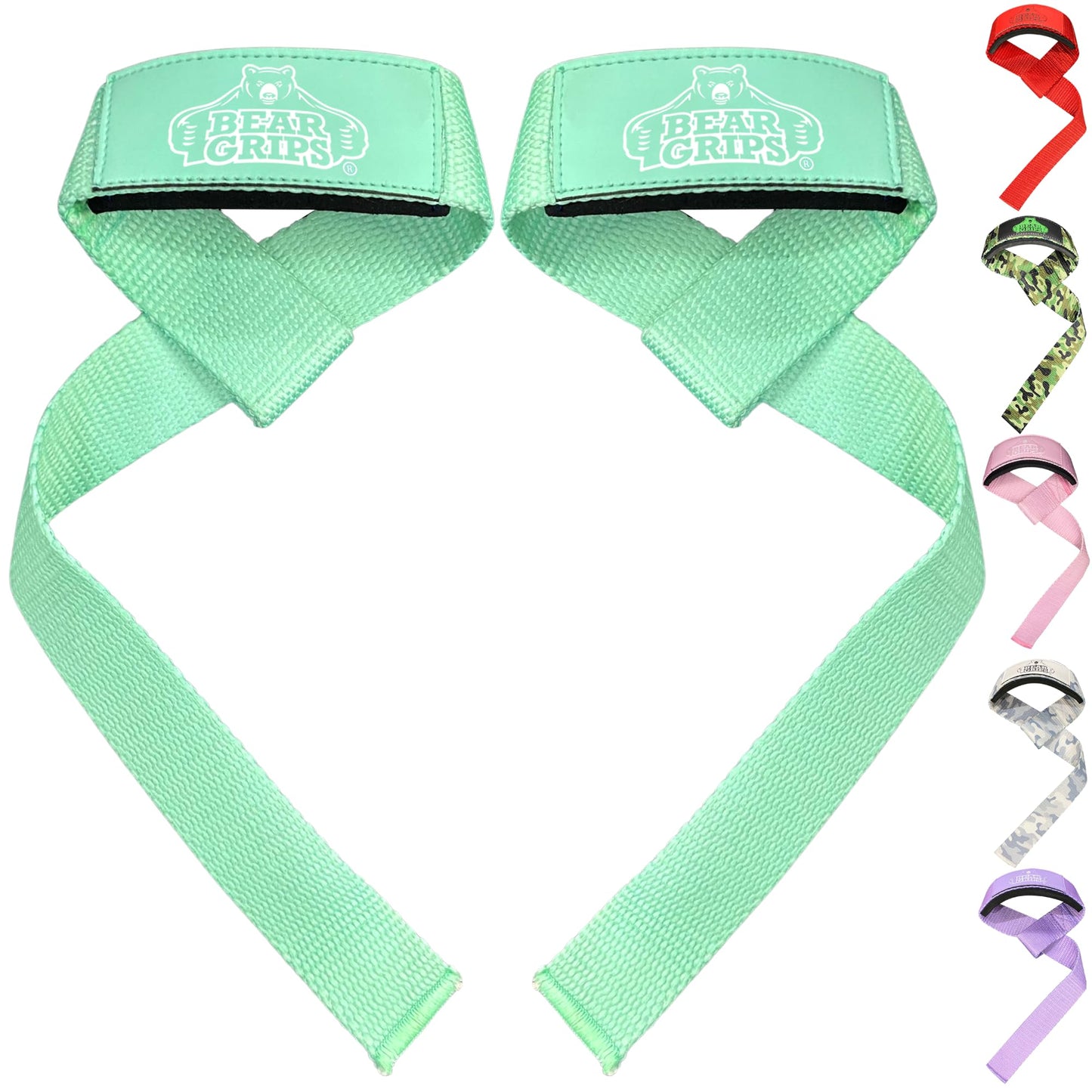 Bear Grips Lifting Straps Gym, Wrist Straps for Weightlifting, Gym Straps, Weightlifting Straps, Deadlift Straps, Weight Lifting Straps for Men, Weight Straps Lifting Women, 2 Lifting Strap Mint Green