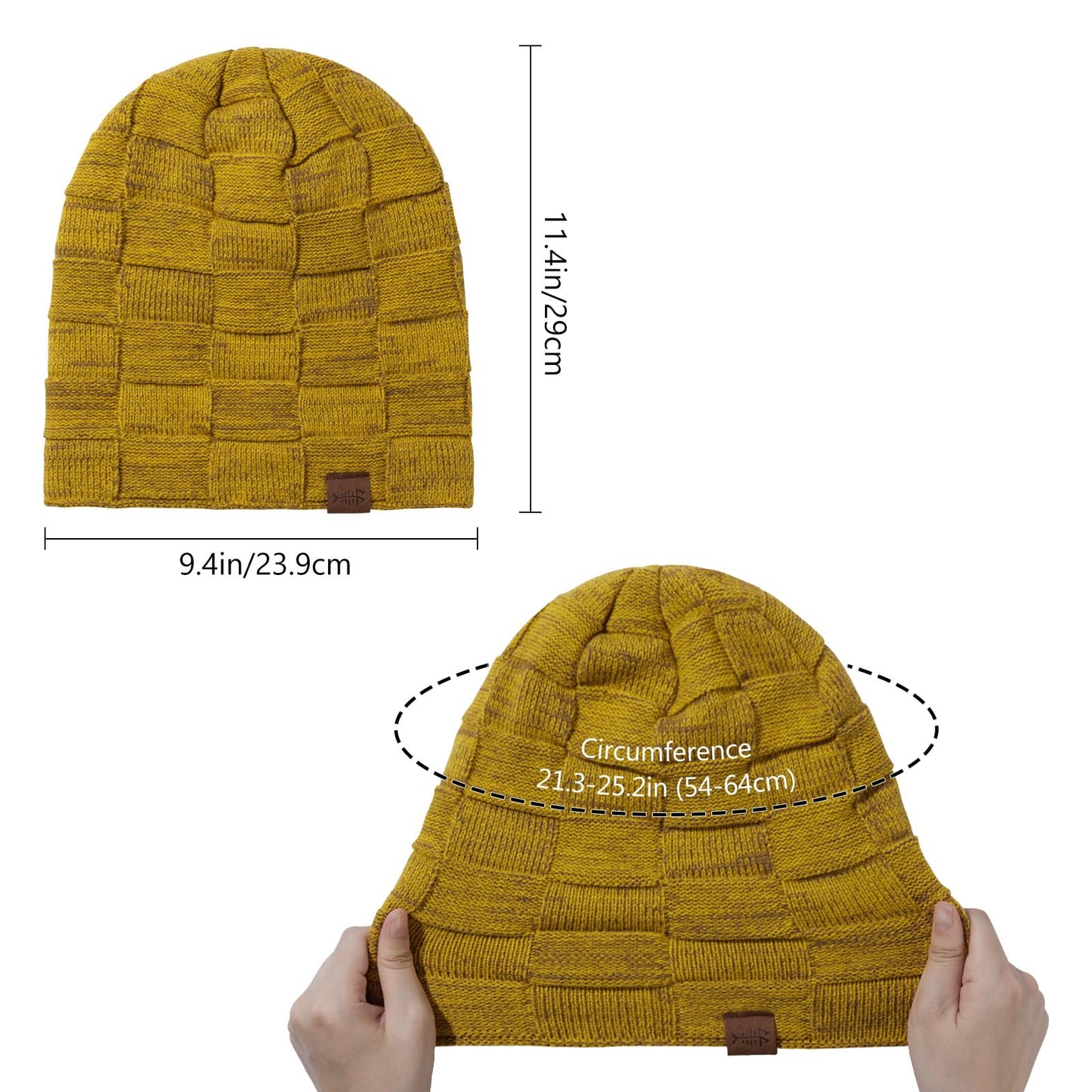 BASSDASH Winter Slouchy Beanies Thick Fleece Lined Skull Cap for Men Women Warm Knitting Hat