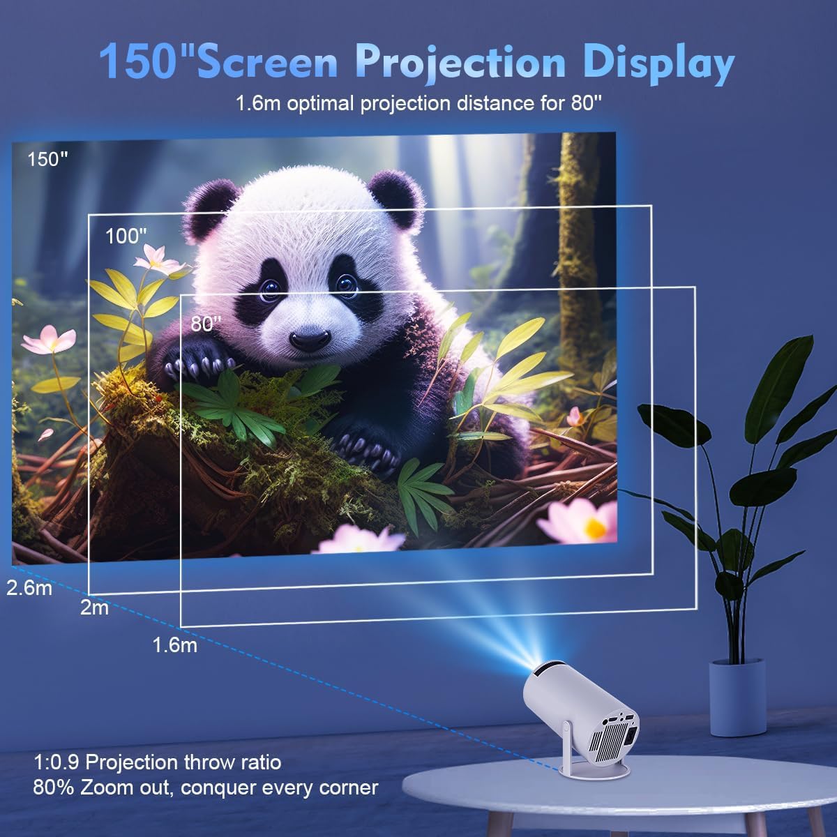 Magcubic HY300PRO Mini Projector with WiFi and Bluetooth, 4K Support Smart Portable Projector Auto Keystone , Air Mouse Remote, Voice Control, 180 Degree Rotation, Home Video Proyector Android 11