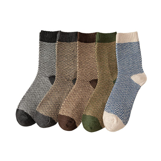 TAXCAIX 5 Pack Winter Socks For Women Knitted Socks Thick Warm Soft ouple Socks Free Size 6-11 (08)