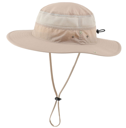 Connectyle Outdoor Mesh Sun Hat Wide Brim Sun Protection Hat Summer Fishing Hunting Hiking Gardenig Hat Light Khaki