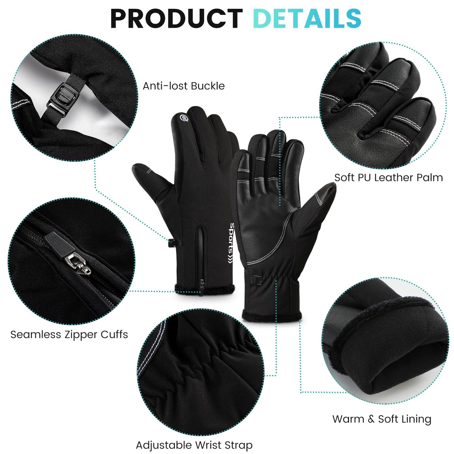 Trifabricy Ski Gloves - Waterproof Insulated Winter Gloves for Men and Women, Upgraded Touchscreen Snow Gloves for Cold Weather, Multi-Layer Warm Gloves for Skiing Snowbarding Driving - L