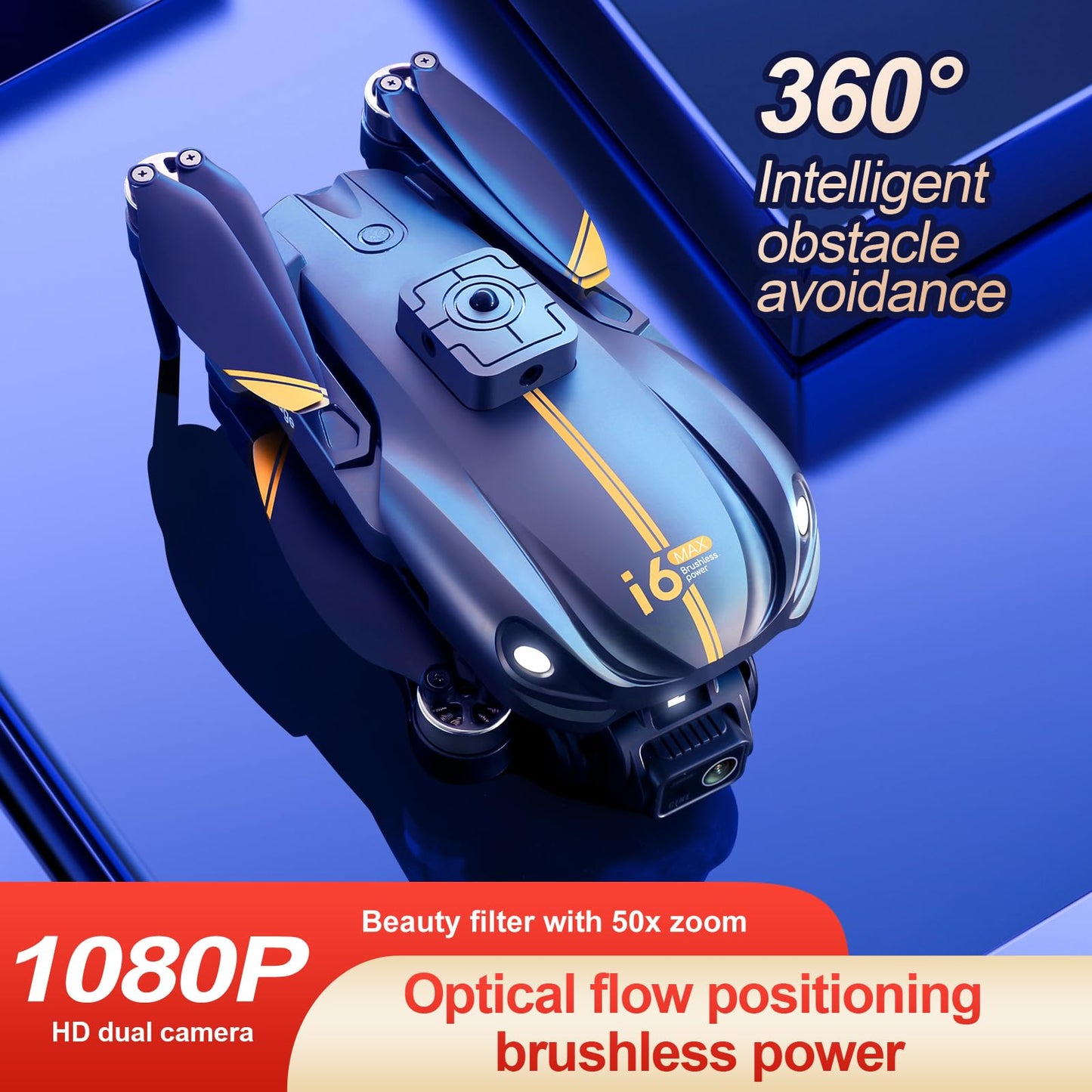 Drone with Camera 1080P HD, FPV Camera Drone for 14+ Kids Adults, 150° Adjustable Lens Foldable RC Quadcopter Drones, Brushless Motors, Night Vision, Shock Absorbing, Obstacle Avoidance, 3 Batteries