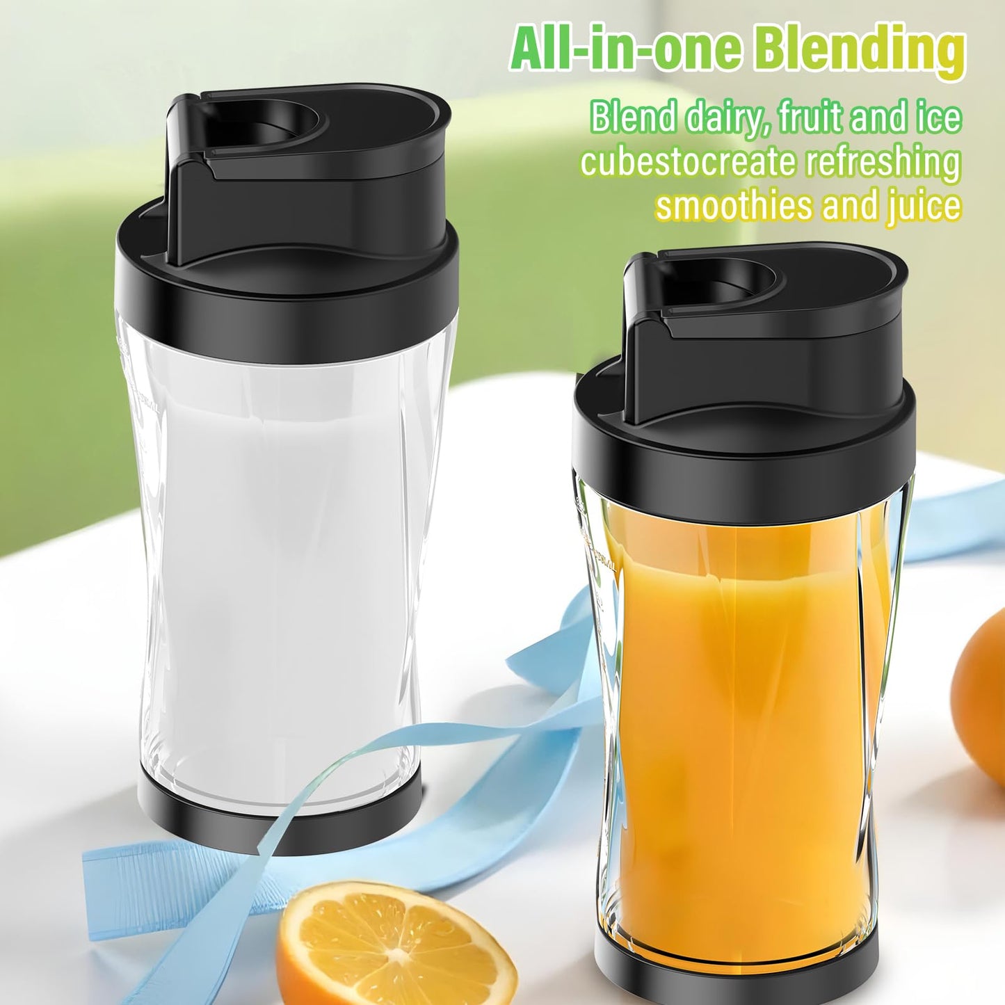 Portable Blender, 360W Personal Blender for Shakes and Smoothies for Kitchen, 24 Oz BPA Free Traveling Juicer Cup and Lid with 6 Blades, Self Cleaning Portable Juicer for Kitchen/Travel/Gym, Black