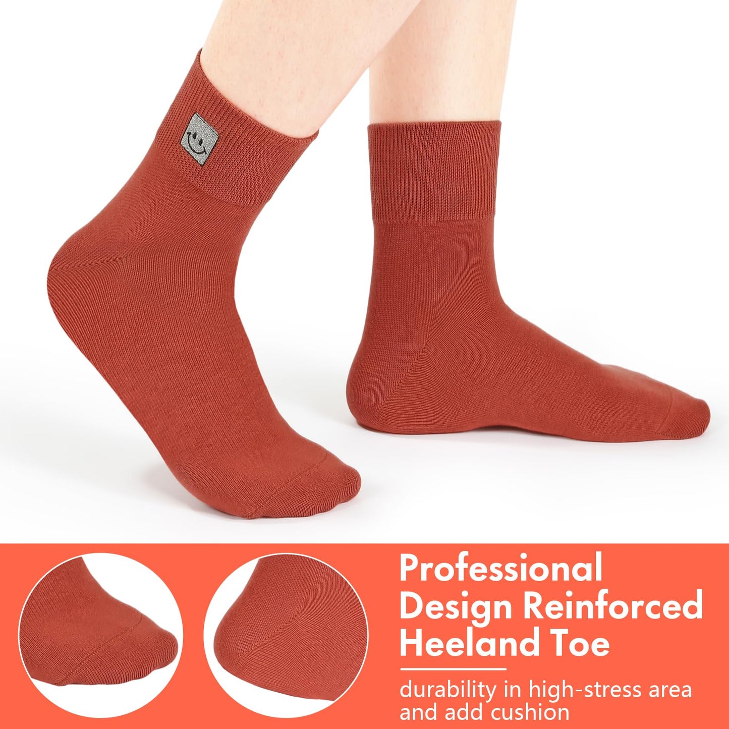 HUGSWEET Soft Cotton Women Socks above Ankle Crew Bootie Socks Cute Lovely Smiley Face Novelty Socks Gifts for Women 5 Pairs