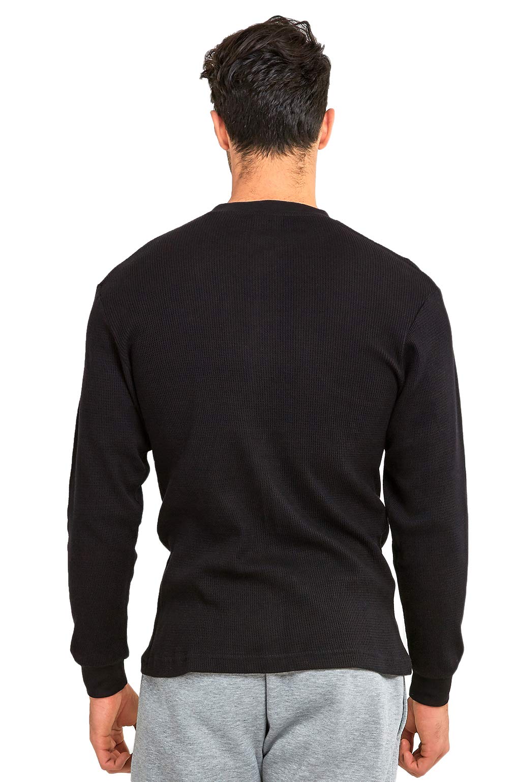 Men's Classic Waffle-Knit Medium Weight Thermal Top (XL, Black)