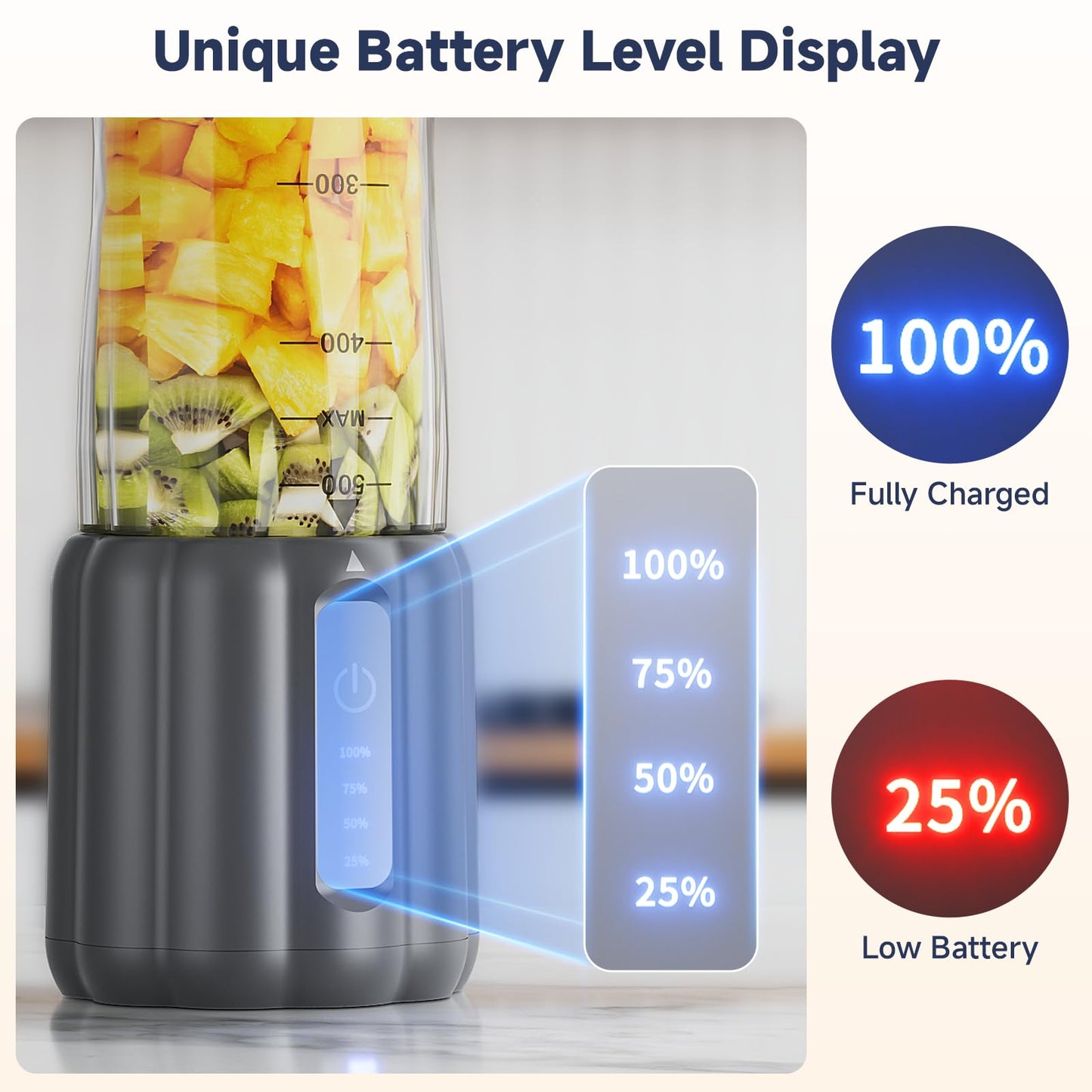 COKUNST Portable Blender, 17Oz Personal Blender for Shakes and Smoothies, USB Rechargeable Mini Mixer with 6 Blades, Smoothie Blenders Juicer with Extra Handle Lid for Travel Kitchen Outgoing