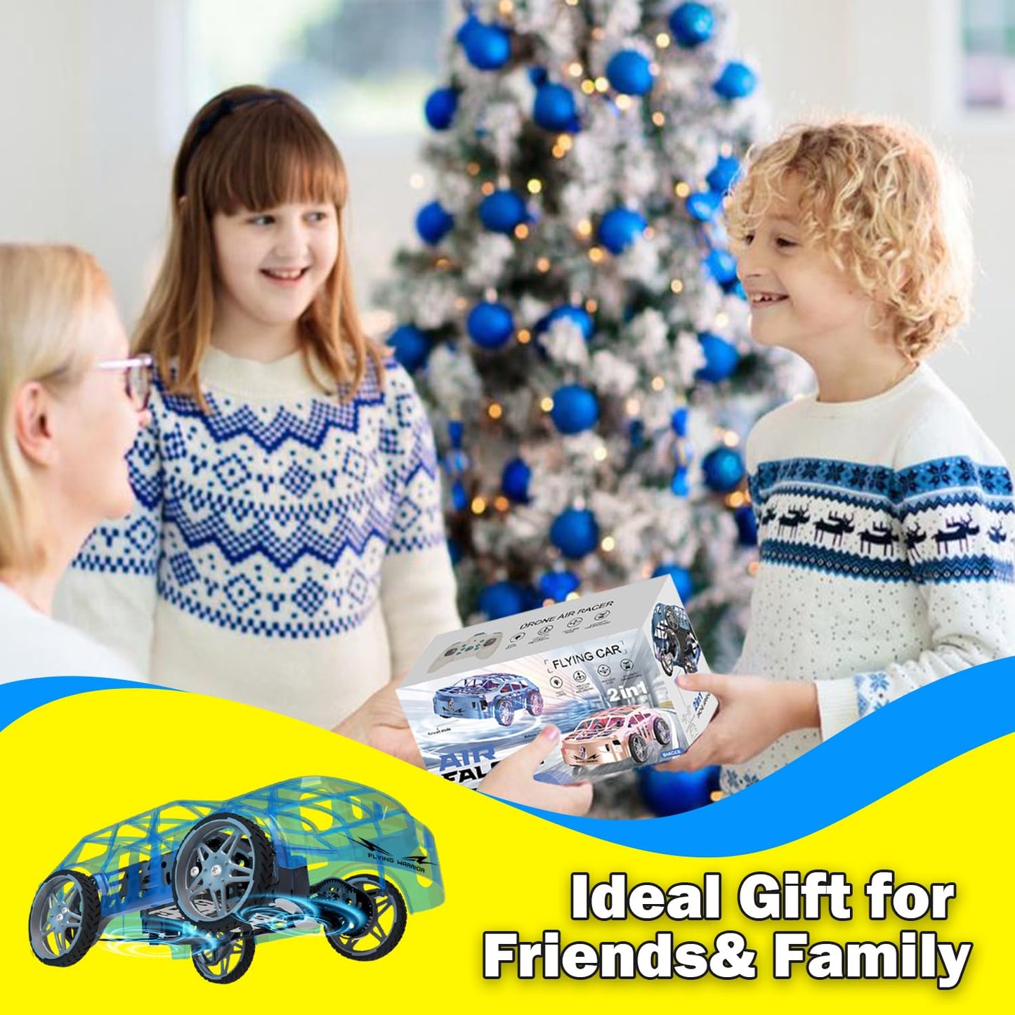 RC Drone Car Mini RC Drone & Flying Car, Remote Control Quadcopter with One Key Take Off/Landing, LED Lights, Easy to Fly Toy Drones for Kids 8-12