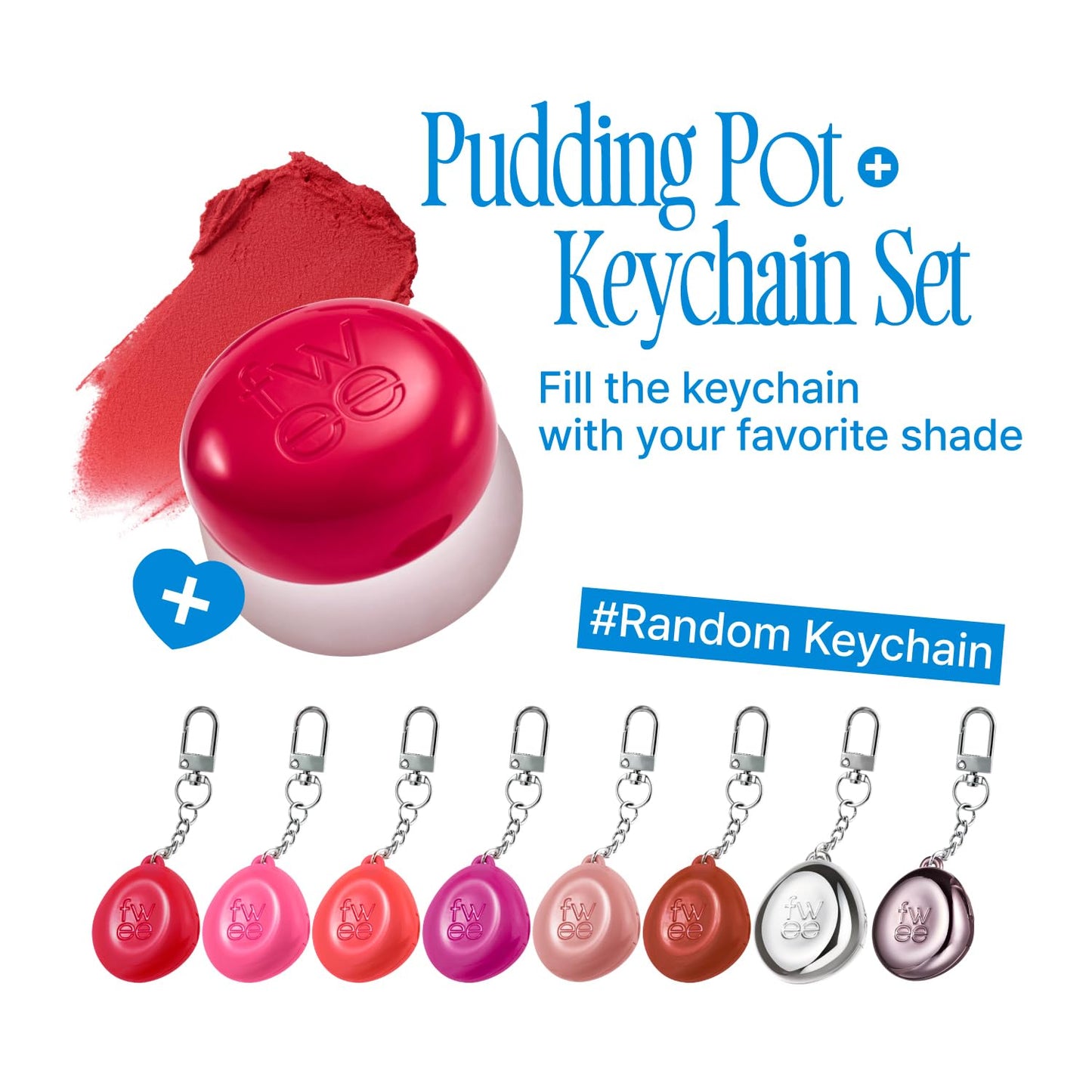 fwee Blurry Pudding Pot + Keychain SET | Airbrushed Blush & Lip, Buildable Pigment, Long-lasting, Lightweight, Easy to Blend, Natural Soft Matte Finish Makeup – Skirt (Peachy Pink) | 0.17 oz