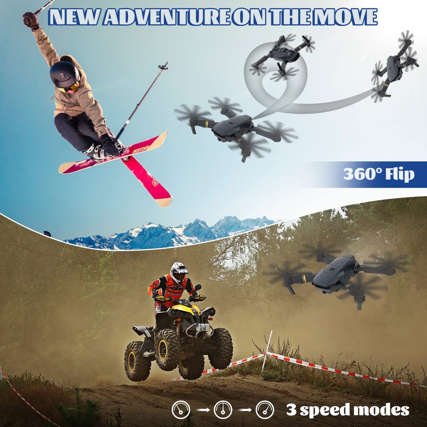 E58 Drone with Camera for Adults/Kids Foldable RC Quadcopter Drone with 4K HD Camera, WiFi FPV Live Video, Altitude Hold, One Key Take Off/Landing, 3D Flip, APP Control