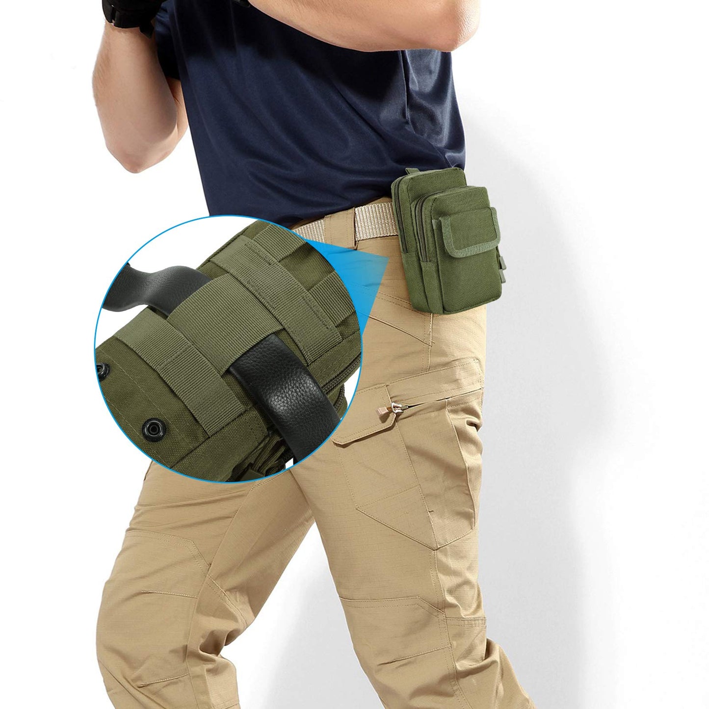 FRTKK 2 Pack Molle Pouches - Tactical Compact Water-Resistant EDC Pouch Small Utility Pouch Bags (Patch Included) (2 Pack-Army Green 2)