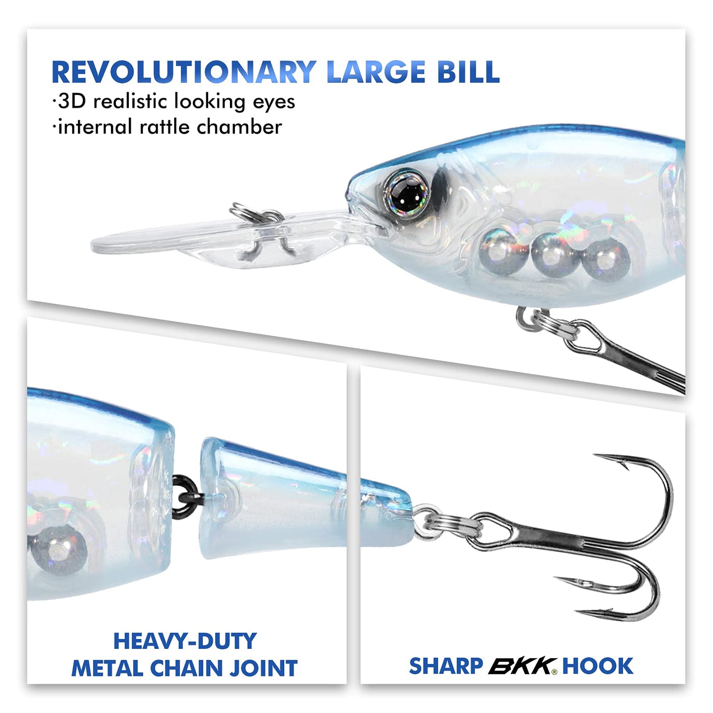 TRUSCEND Fishing Lures Diving Lip Design Suspending Jointed Crankbait with BKK Hooks All-Purpose Trolling Glide Bait for Freshwater & Saltwater Inshore Fishing Swimbaits for Bass Tout Walleye Crappie