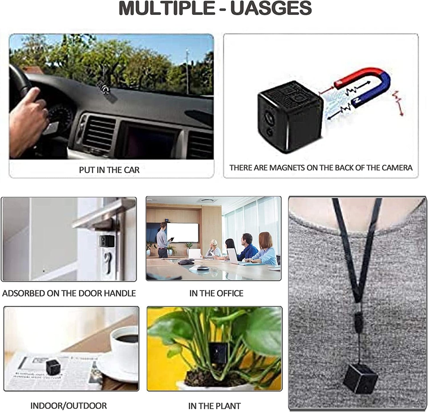 Ehomful Wireless Camera HD 1080P Mini Hidden Spy Camera Portable Small Nanny Cam Surveillance Cameras for Home Security Indoor/Outdoor Medium Sized