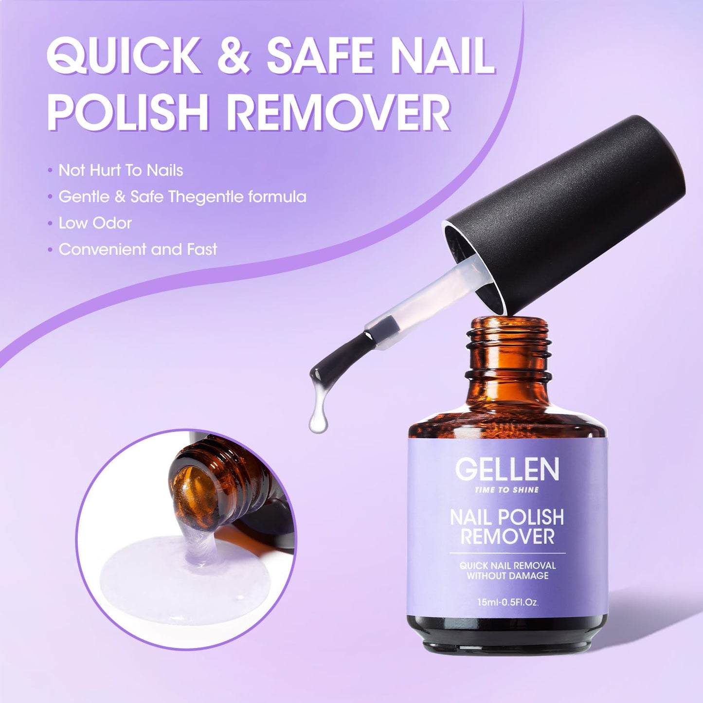 Gellen Gel Nail Polish Remover, 2 Pack Professional Gel Polish Remover for Nails, Quick & Easy Polish Remover In 3-5 Minutes, No Need for Foil Soaking Or Wrapping