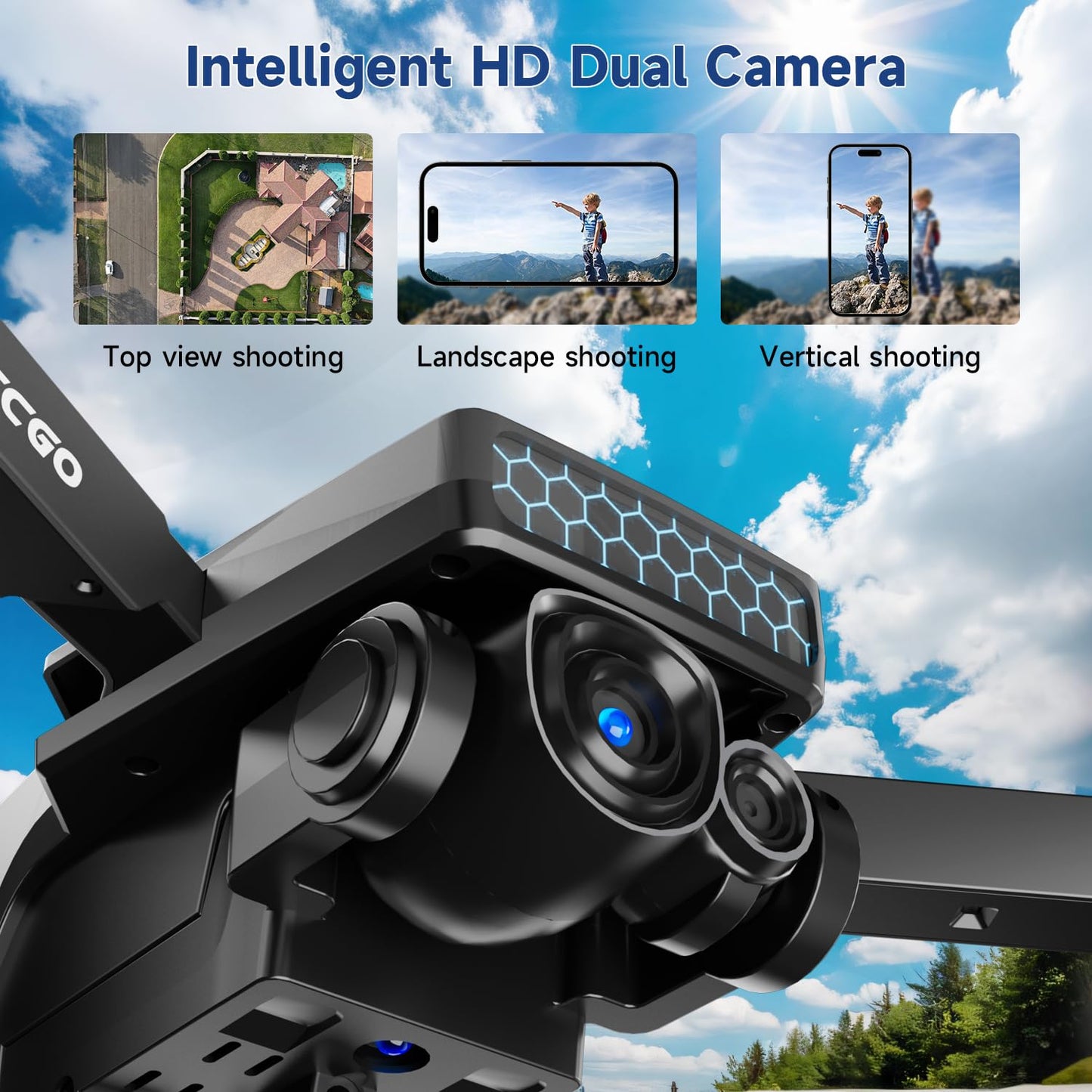 ELECGO Mini Drone with Camera, 1080P HD Dual Lens, Brushless Motors, One Key Take Off/Land, 360 Flip, Optical Flow Positioning for Beginner, Adult, Kid