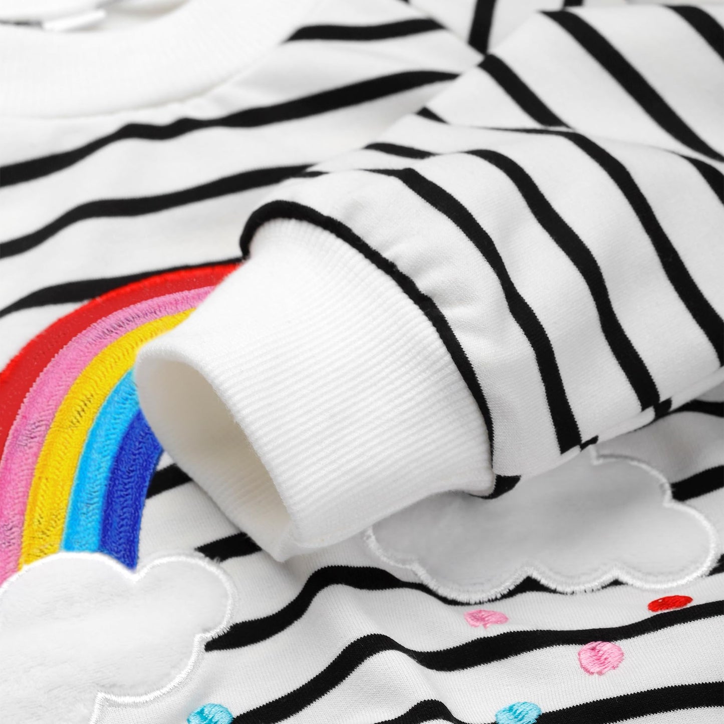 NUBEEHOHO Toddler Girls Sweatshirt Rainbow Stripe Long Sleeve Shirt Baby Cotton Crewneck Pullover Sweater Kids Fall Winter Clothes White 5T/8391