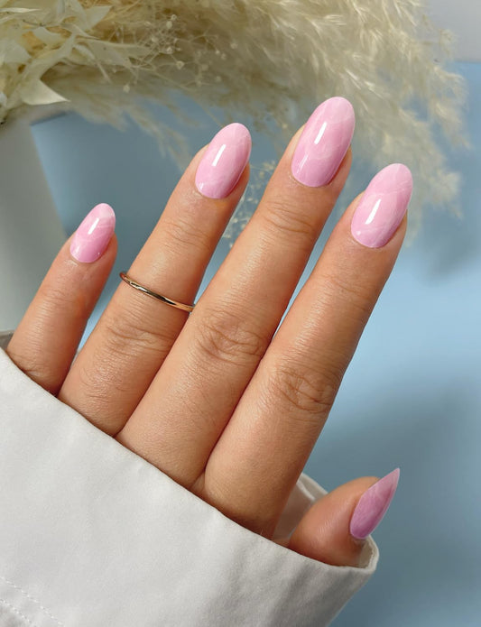 AutyaMee Semi Cured Gel Nail Strips (Pink Stone), 20 Pcs Gel Nail Wraps, Stickers, UV Light Required, Salon Quality, Long Lasting