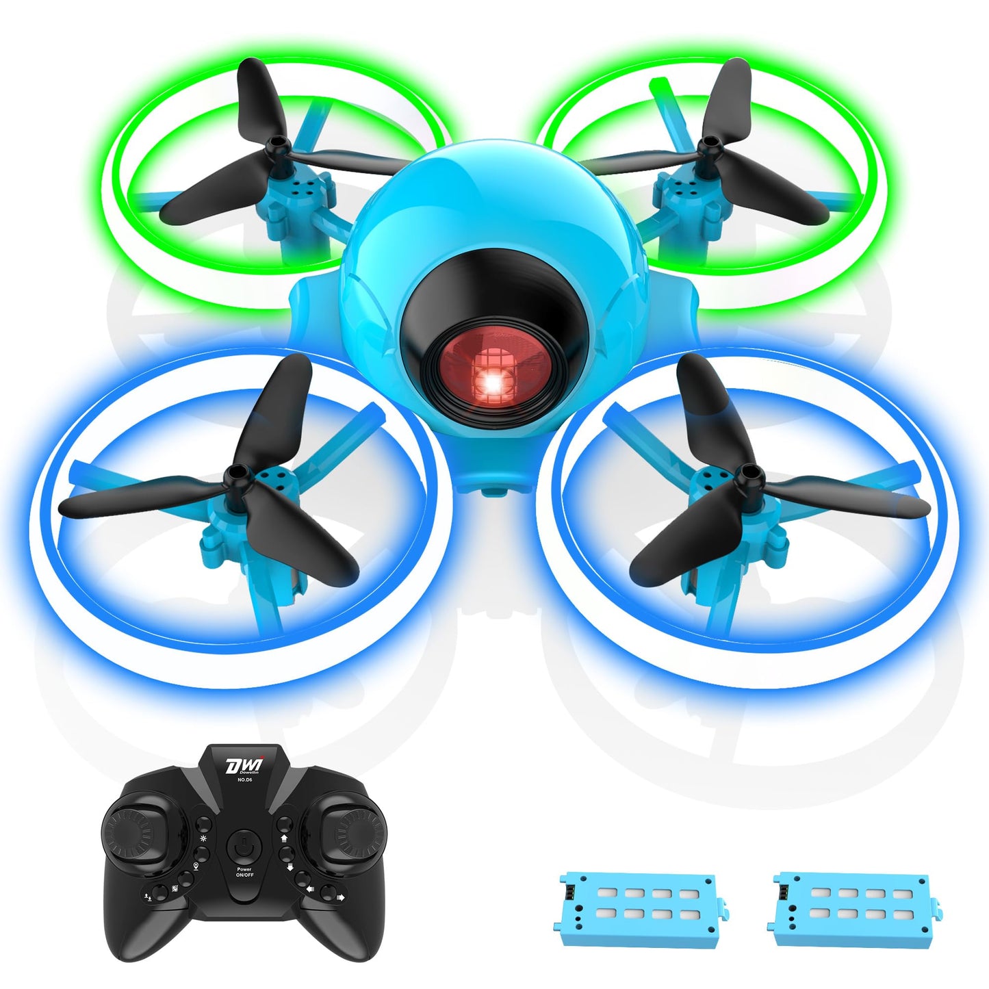 Dwi Dowellin Mini Drone for Kids, 4.9 Inch Small Flying Toys Drones with LED Light One Key Take Off Spin Flips RC Mini Drones Nano Quadcopter Long Flight Time Drones for Beginners and Adults, Blue