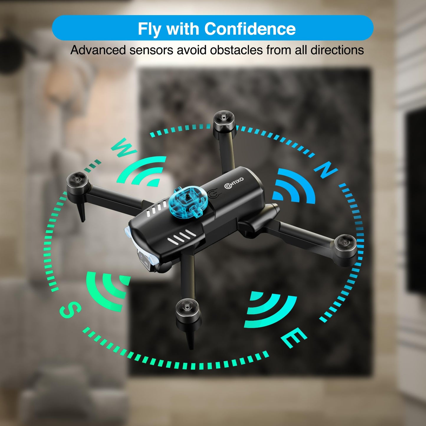 Contixo F19 Drone With 1080p HD FPV Camera, 20 Min Flight 360° Flips Brushless Motor RC Quadcopter With Altitude Hold, Obstacle Avoidance, Follow Me For Novice Beginner's Kids And Adults, 2 Batteries