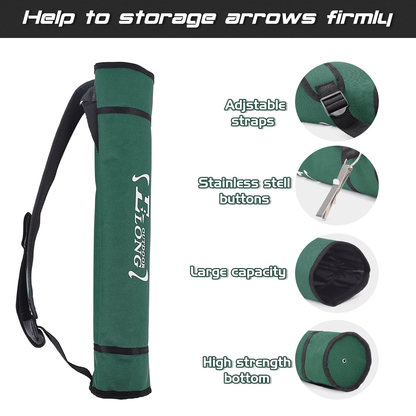 ELONG Adjustable Archery Back Arrow Quiver Holder - Upgraded Quiver Arrows for Compound Recurve Bow and Hunting Target Practicing Youth and Adults