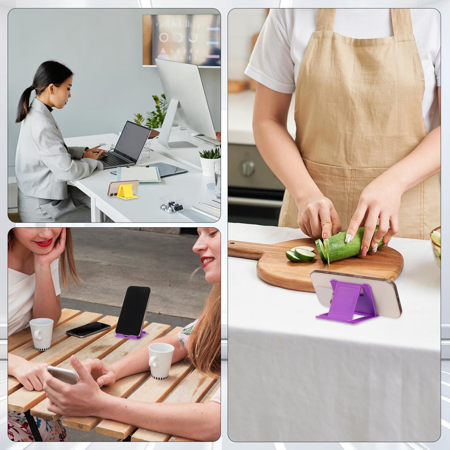 Bruislard 7 Pack Foldable Phone Stands Holder, Multi-Angle Desktop Tablet Stand Portable Universal Tabletop Phone Holder for All Mobile Smart Cell Phones Tablet Display