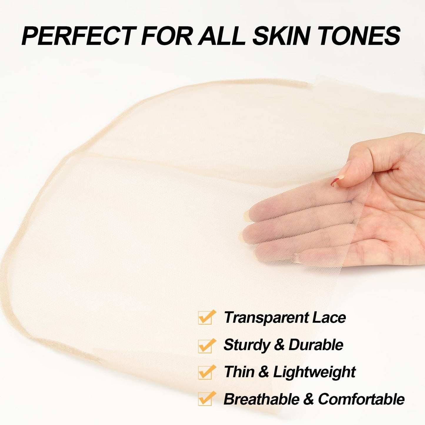 BEEOS 13x6 Transparent Lace for Wig Making, 5 Pieces Lace Net for Making Full Frontal Wigs Accessories for Repairing Wig Cap