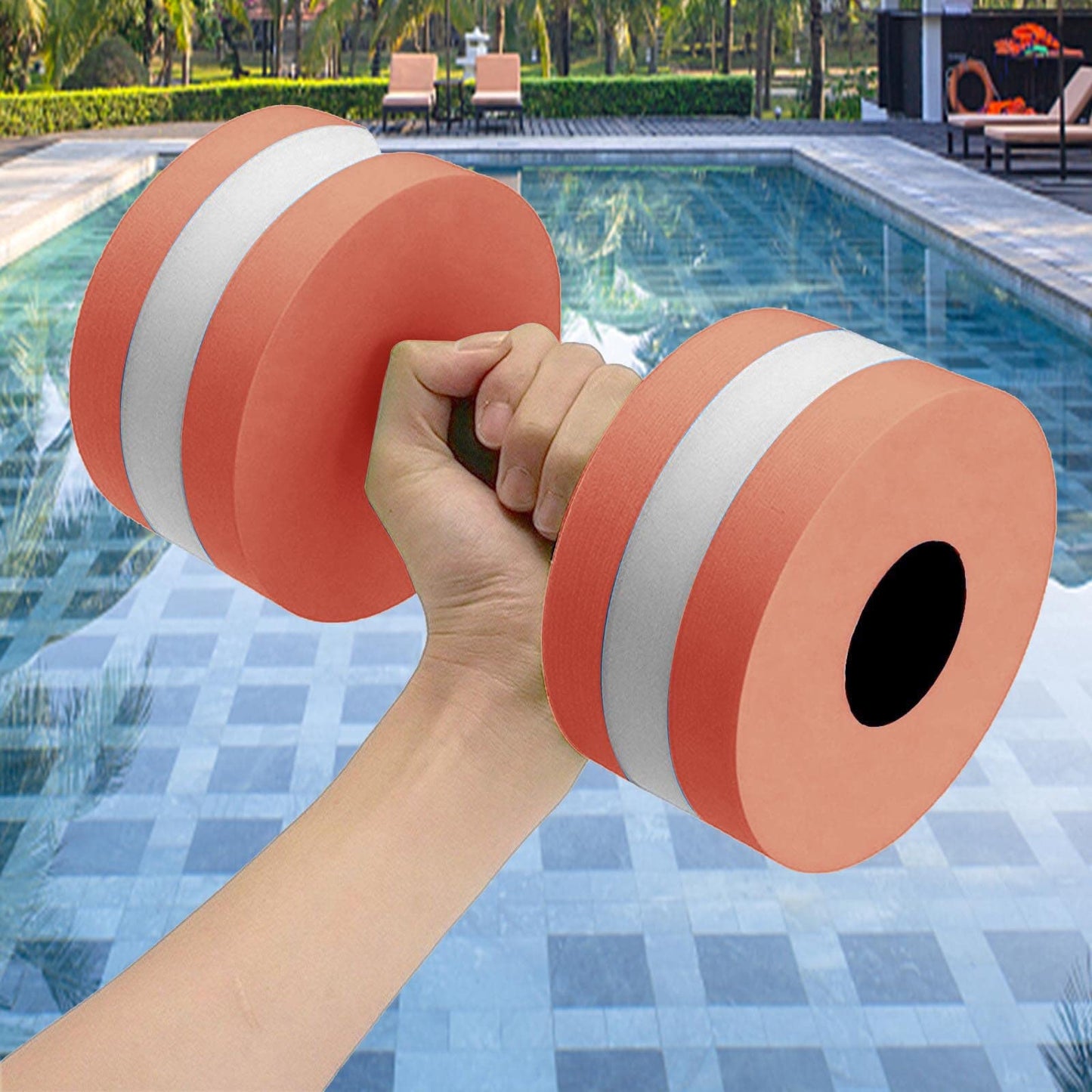 Lagukka Aquatic Dumbbell Set, 2PCS Water Dumbells Pool Resistance Water Fitness Equipment Foam Dumbbell Water Aerobics Fitness