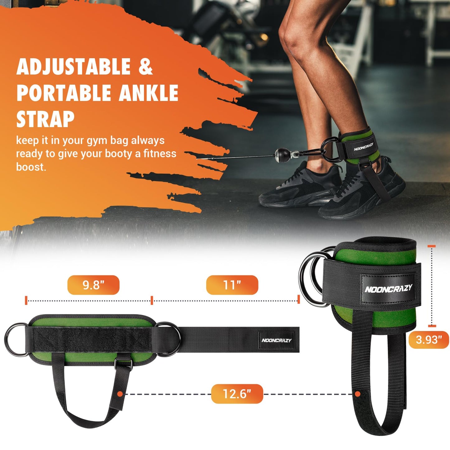 Ankle Strap for Cable Machine Women, Adjustable Gym Cable Ankle Straps for Kickbacks, Glute Workouts, Leg Extensions, Curls, Booty Hip Abductors, Ankle Cuff for Cable Machine Accessories(S-Army green)