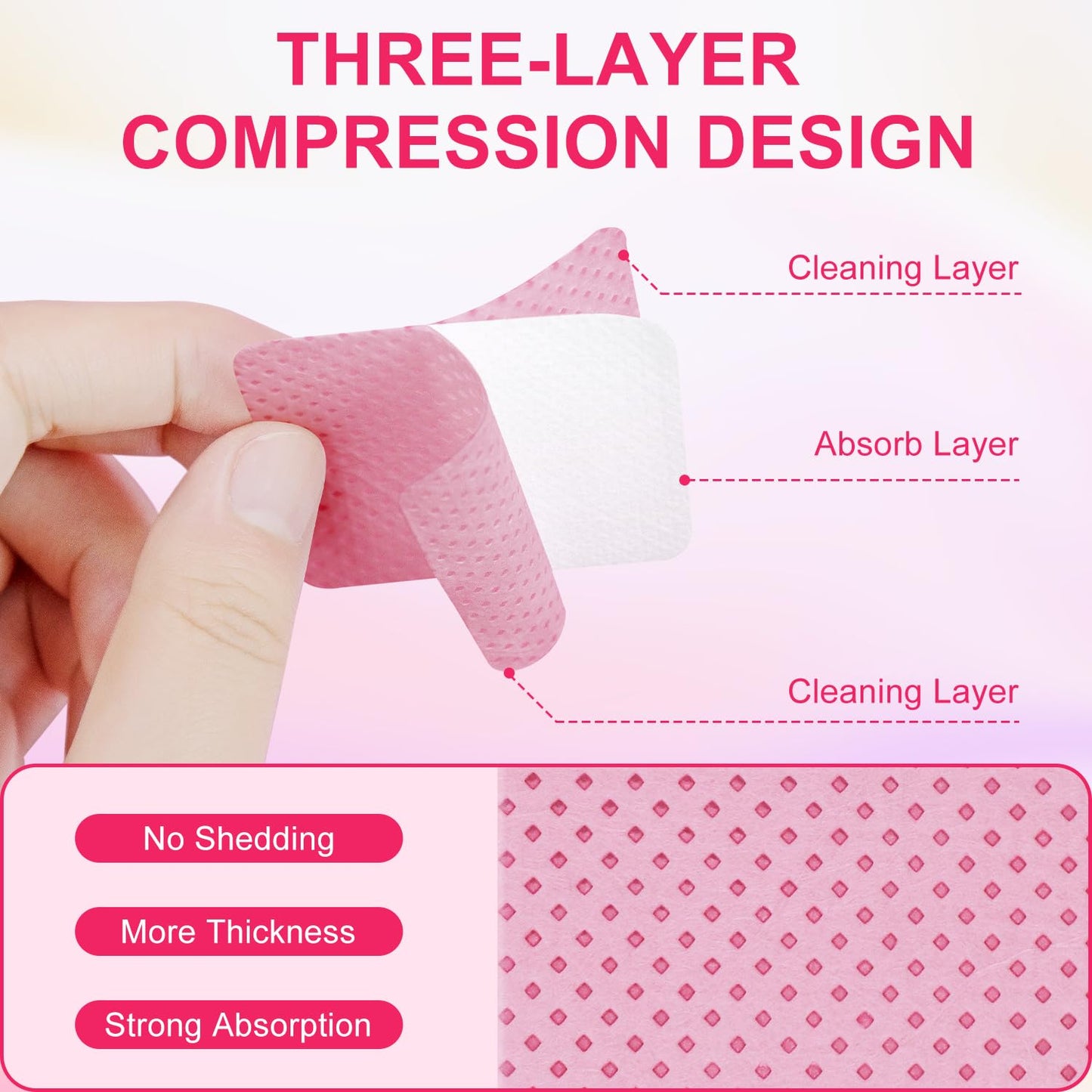 NXJ INFILILA 1080PCS Lint Free Nail Wipes Kit, Pink Gel Nail Polish Remover Set with 1PCS Acetone Pump Dispenser Bottle 200ml(6.8oz) for Professional Soak Off Gel Polish Remover