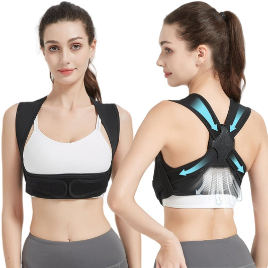 SIFFOI Posture Corrector for Women, 3rd Gen. Adjustable Back Support with Shoulder Brace, Back Straightener and Pain Relief for Men, Black (Small/Medium)